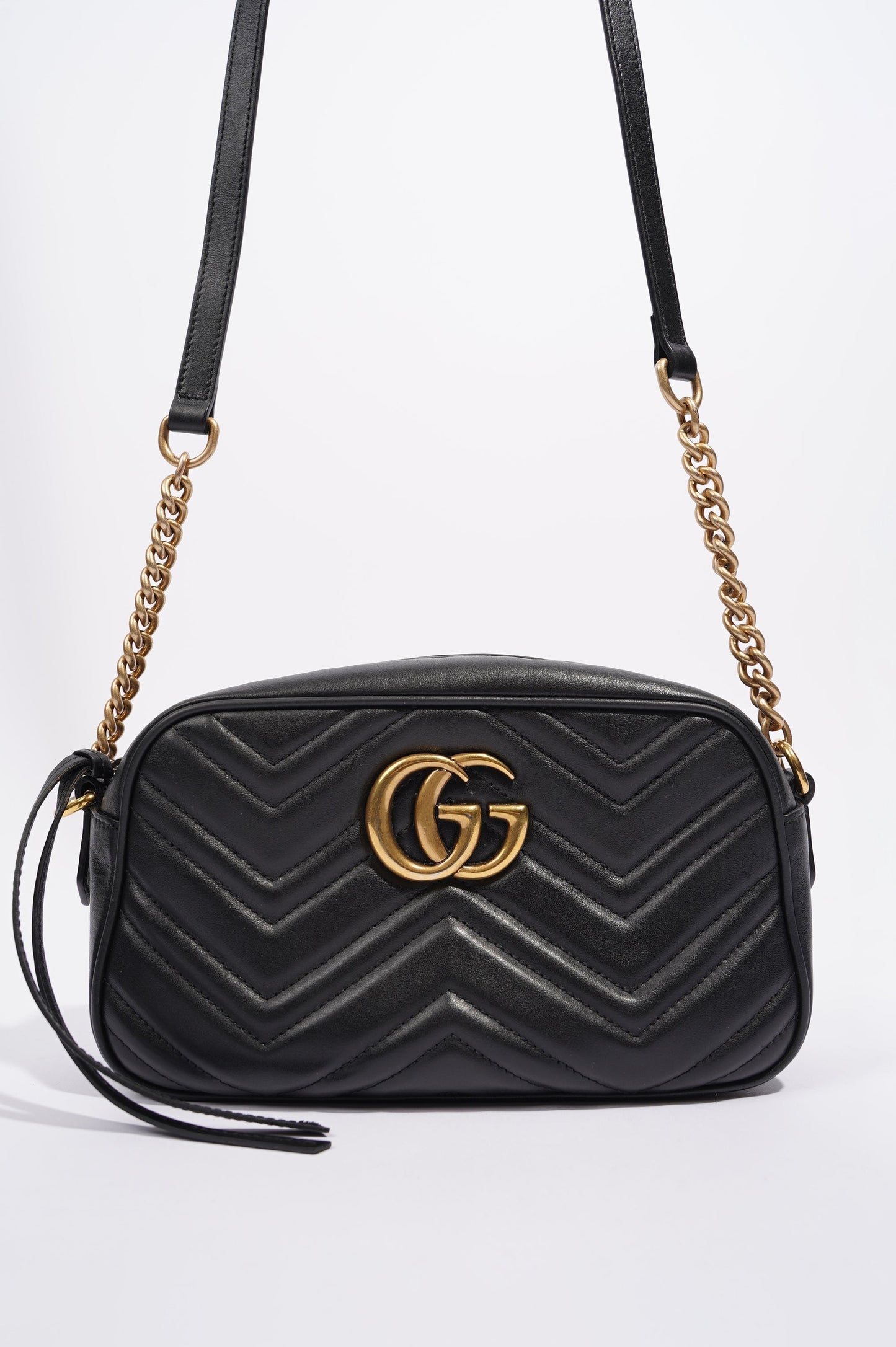 Gucci Womens Marmont Zip Black / Gold Small