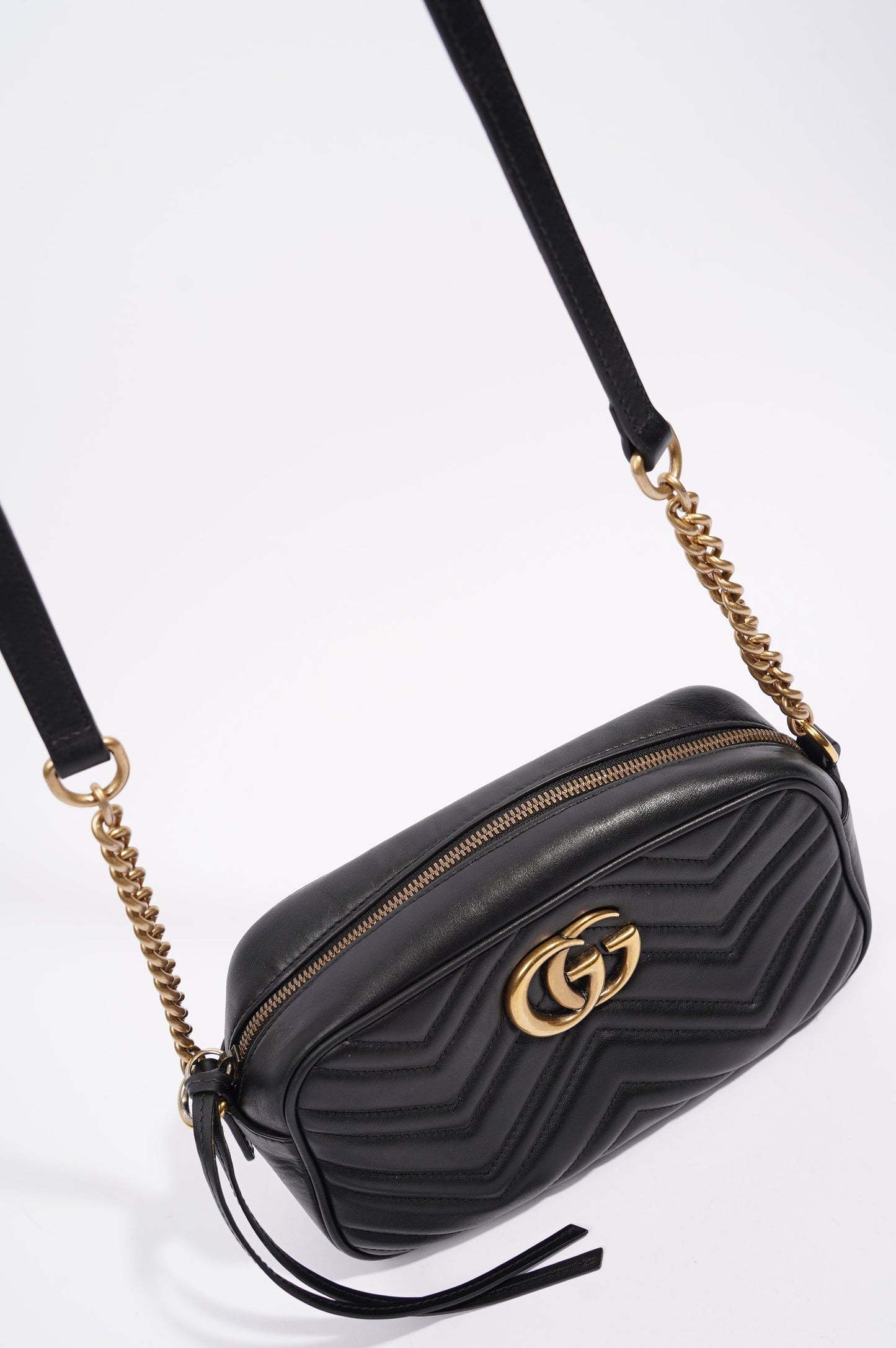 Gucci Womens Marmont Zip Black / Gold Small