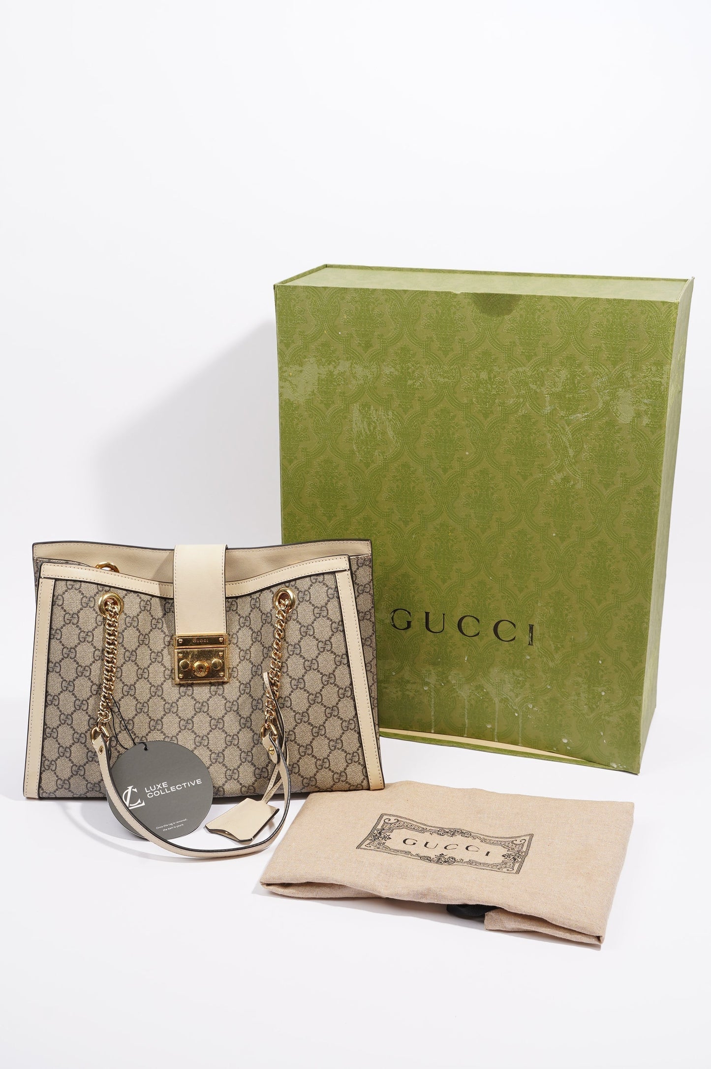 Gucci Womens Padlock Bag Supreme / White Medium