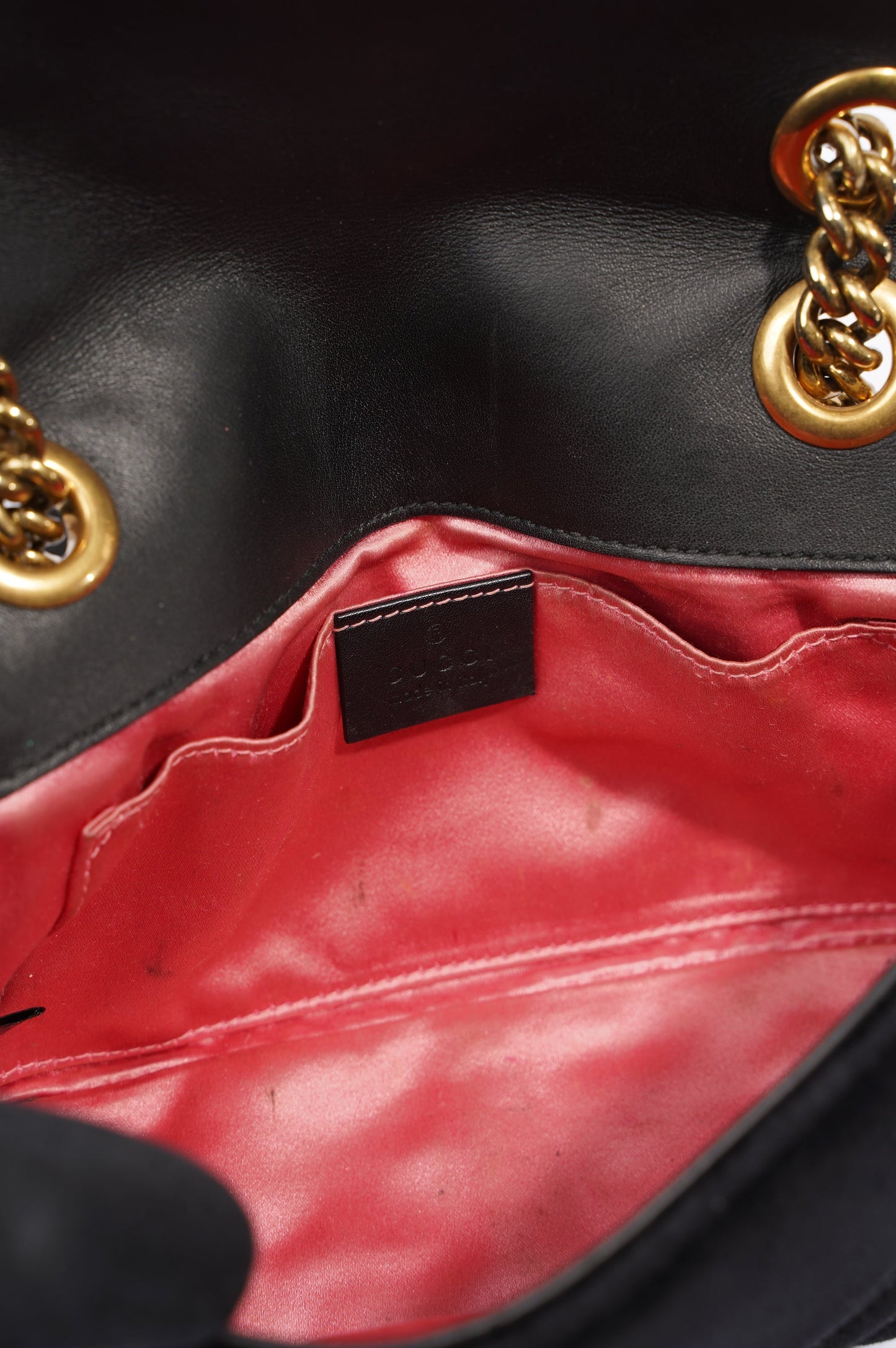 Gucci Womens Marmont Flap Black Velvet Gold Mini