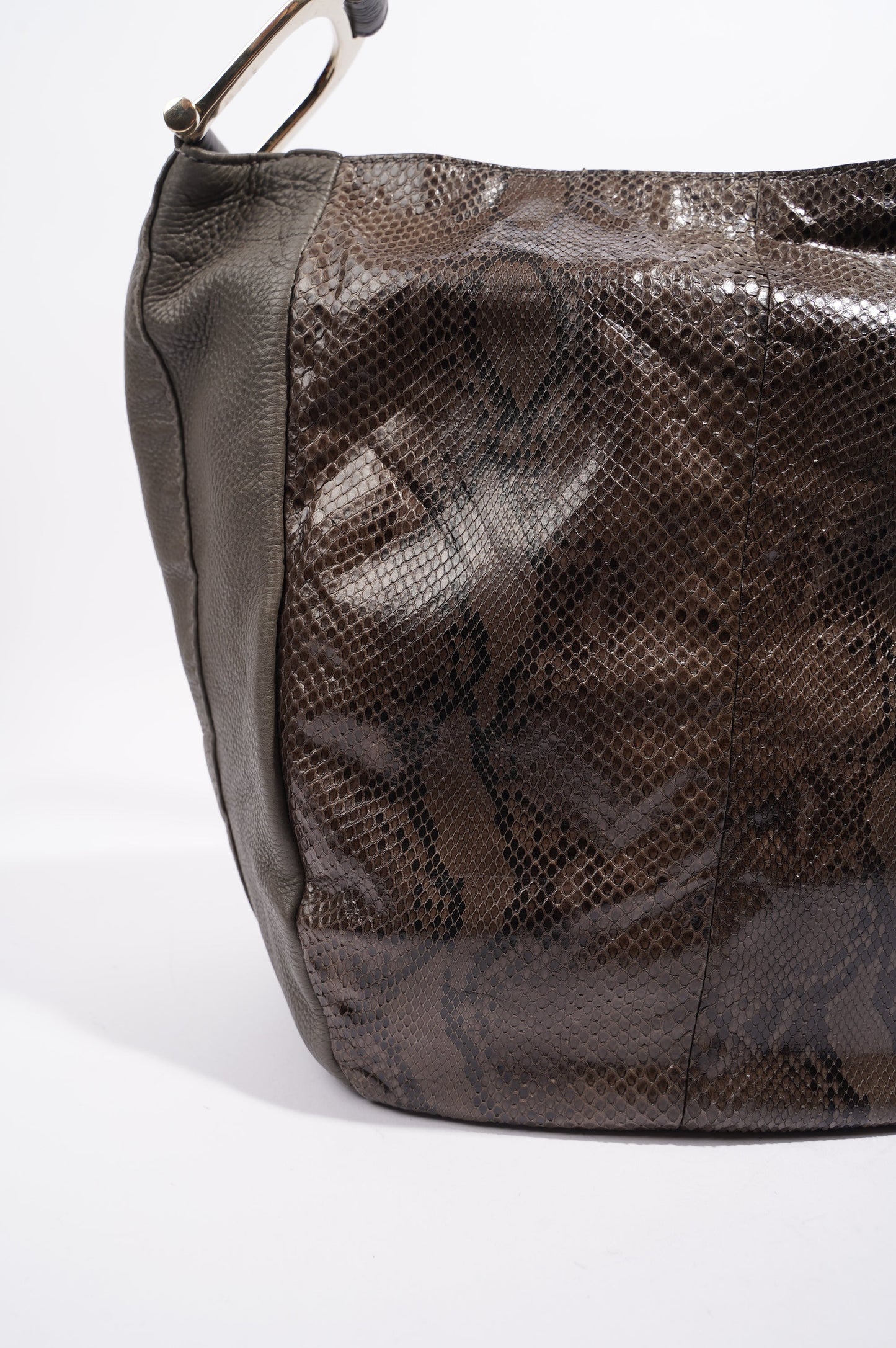 Gucci Womens Python Hobo Bag Grey