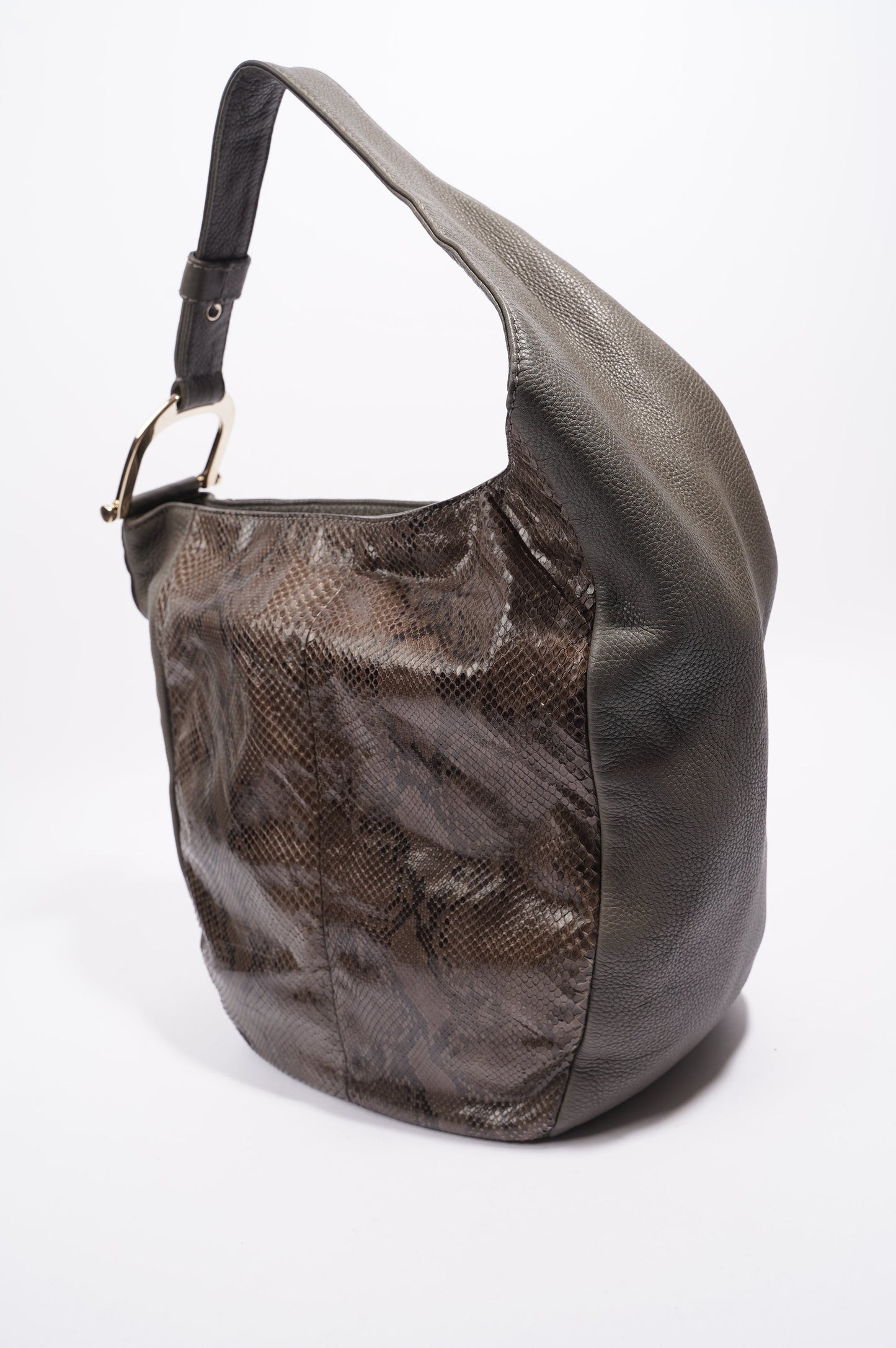 Gucci Womens Python Hobo Bag Grey