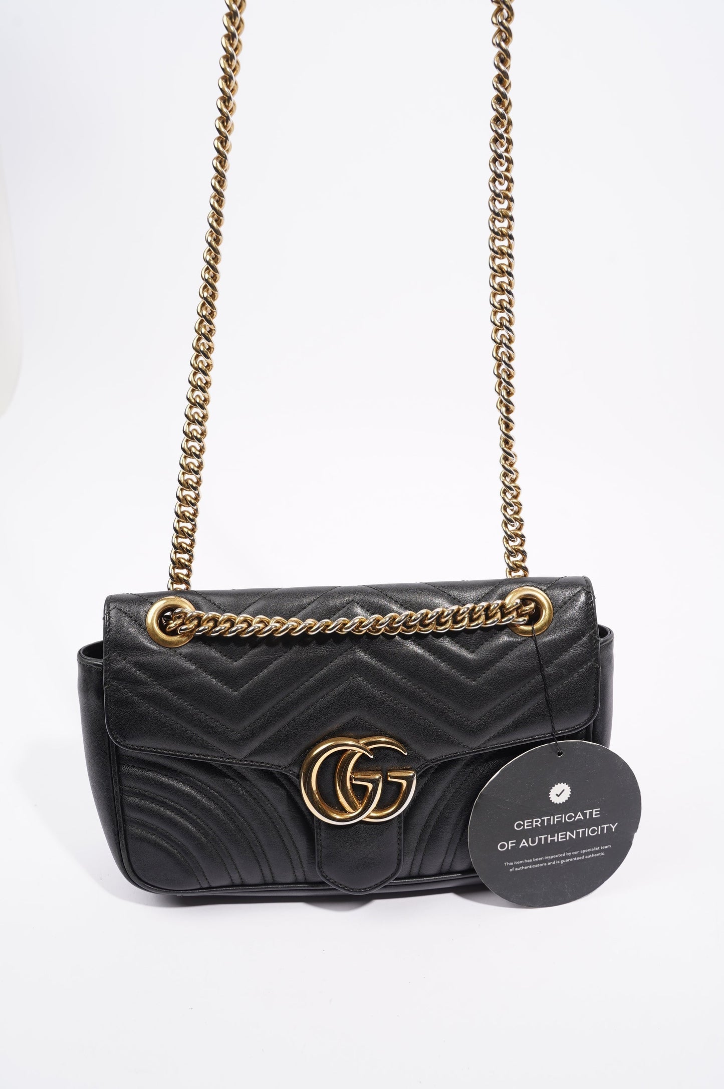 Gucci Womens Marmont Flap Black Gold Small