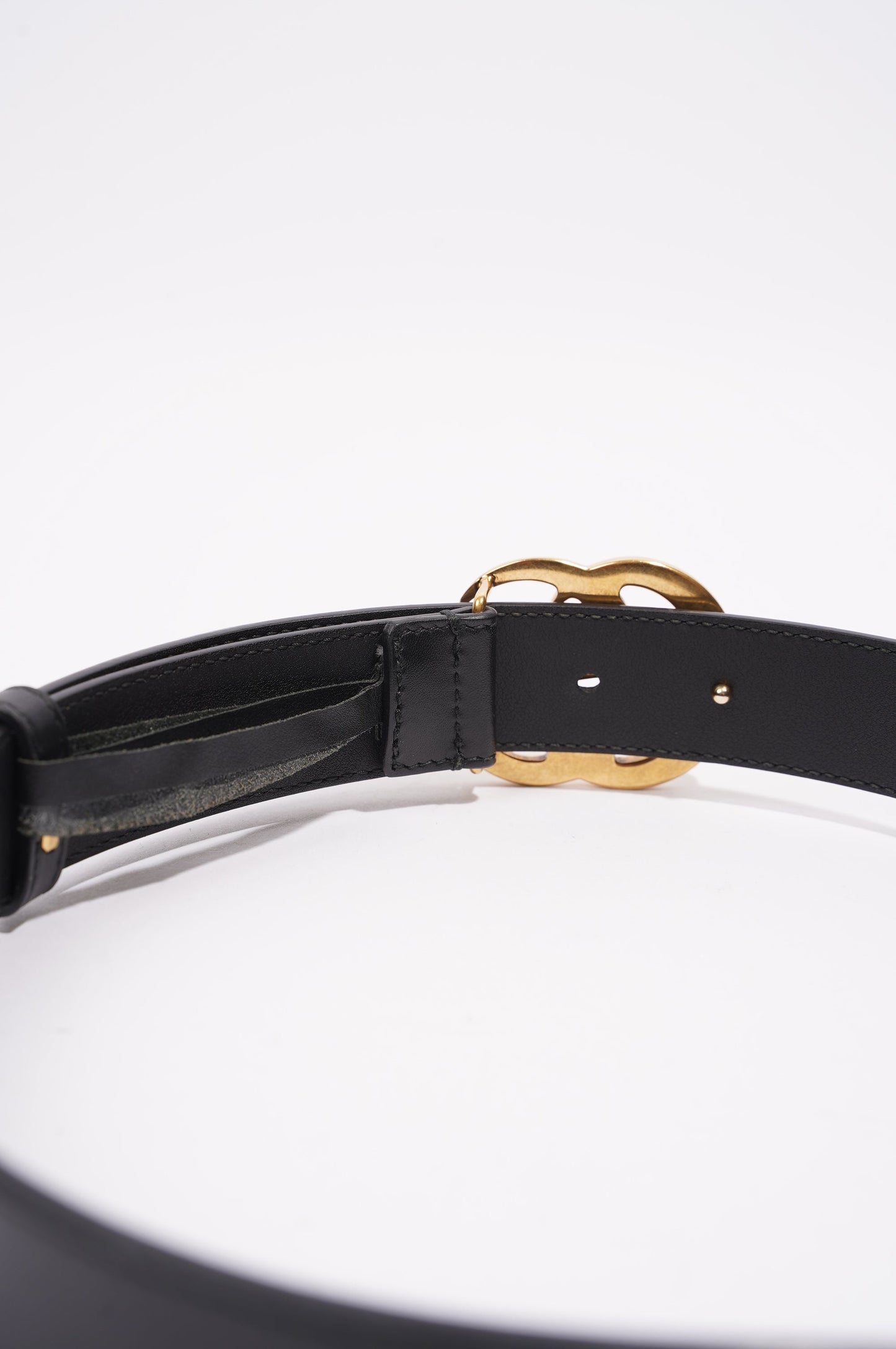 Gucci Womens Marmont GG Belt Black Leather 65cm