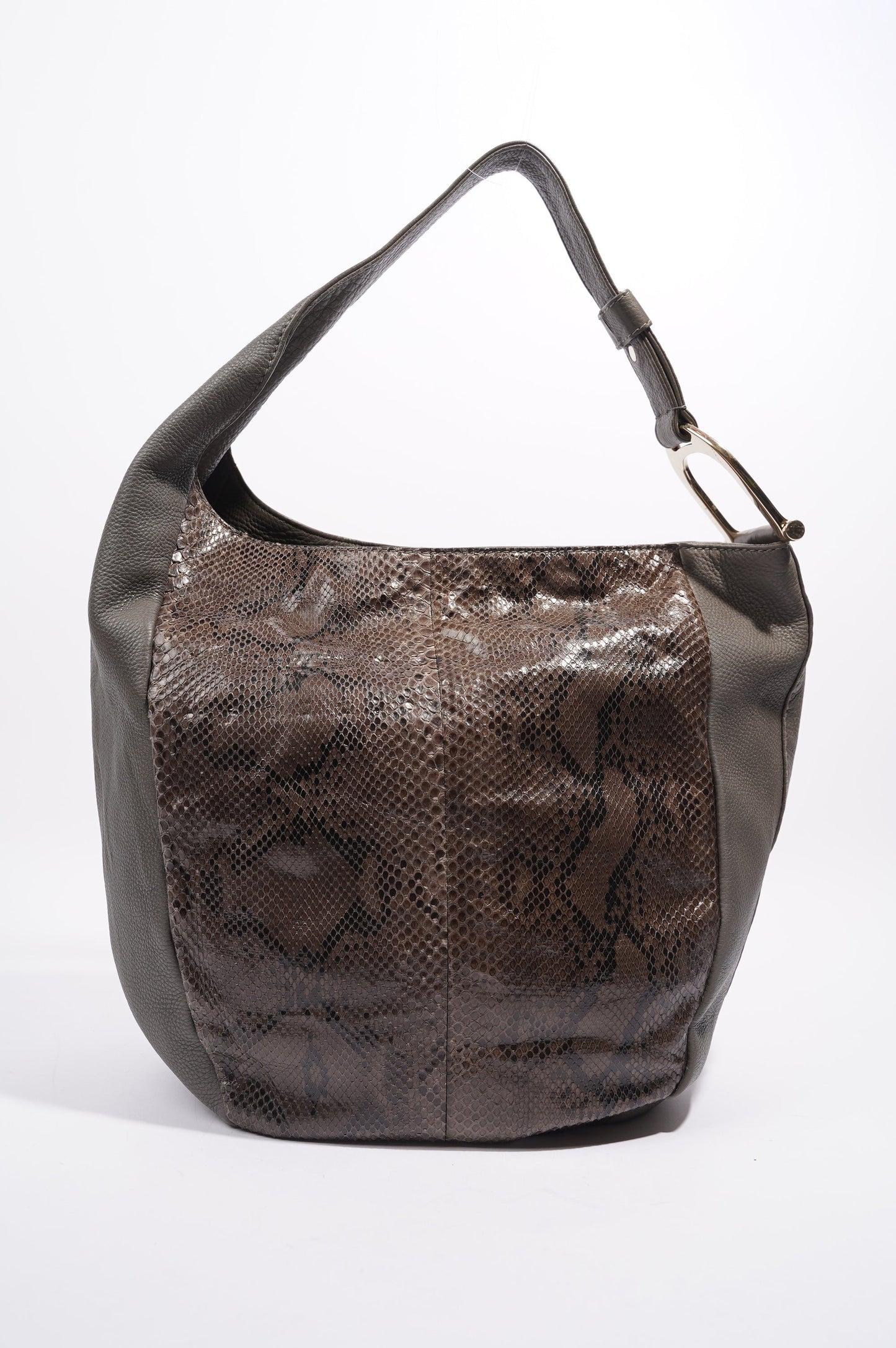 Gucci Womens Python Hobo Bag Grey