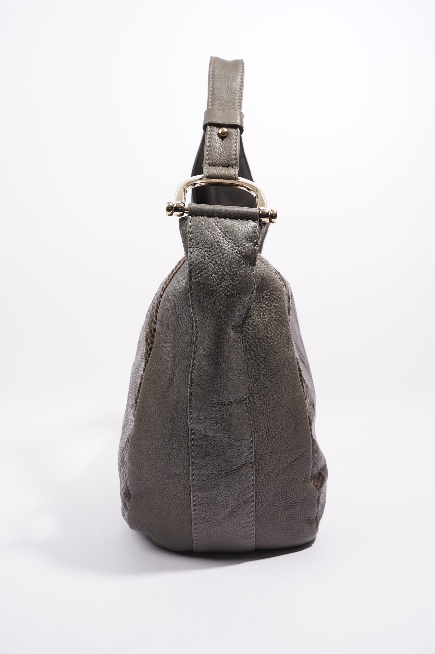Gucci Womens Python Hobo Bag Grey