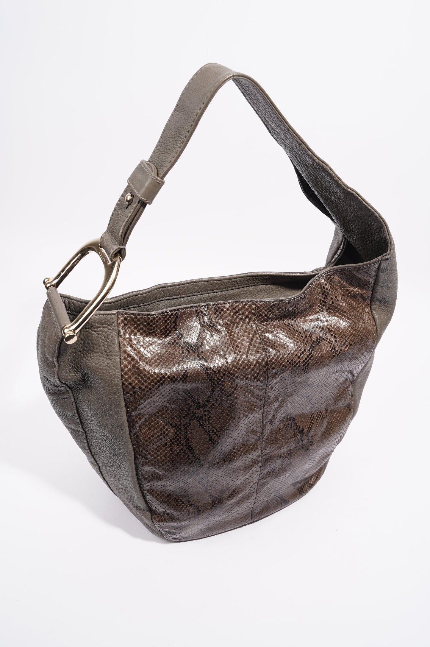 Gucci Womens Python Hobo Bag Grey