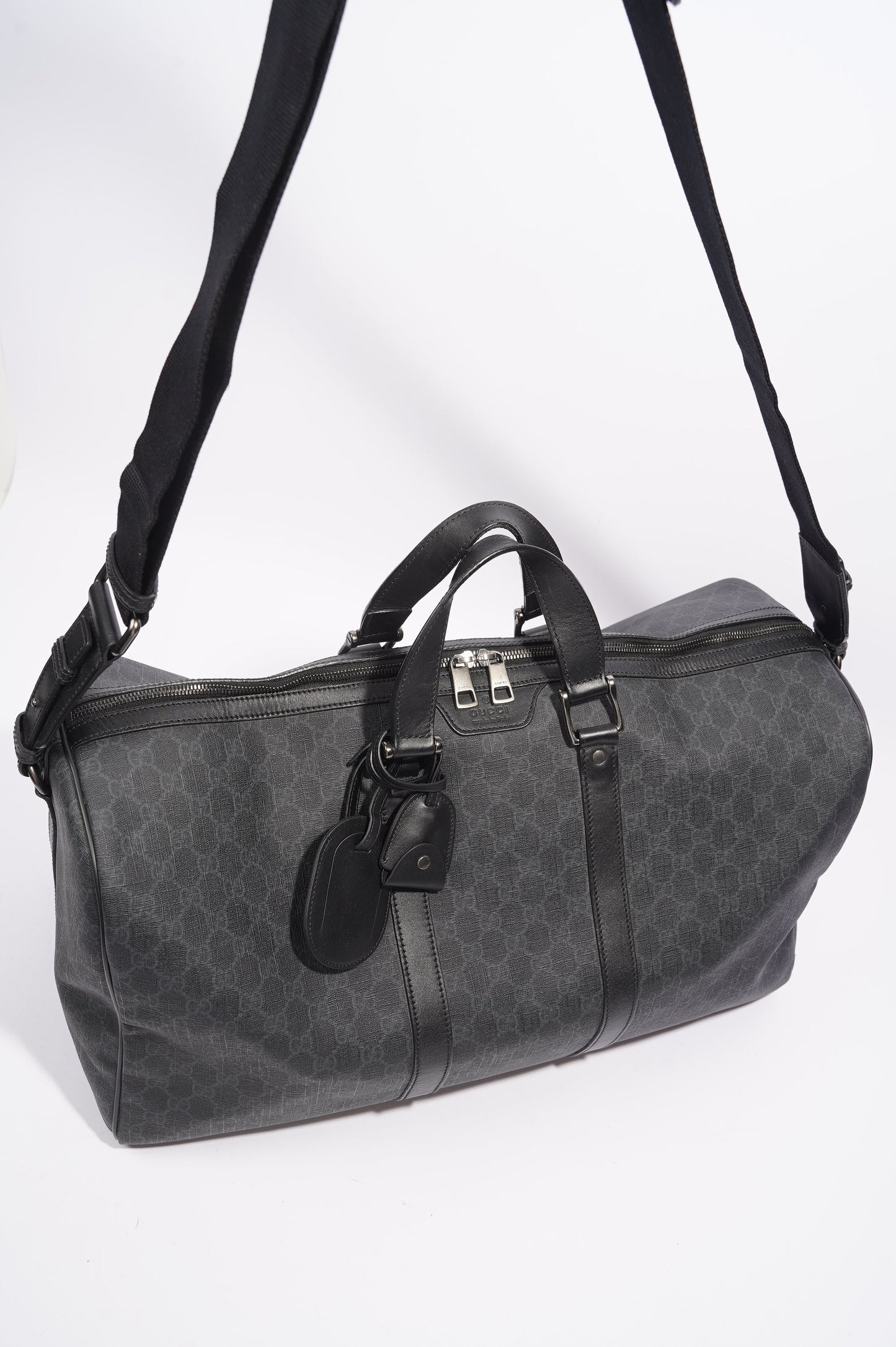 Gucci Mens GG Duffle Bag Grey Canvas