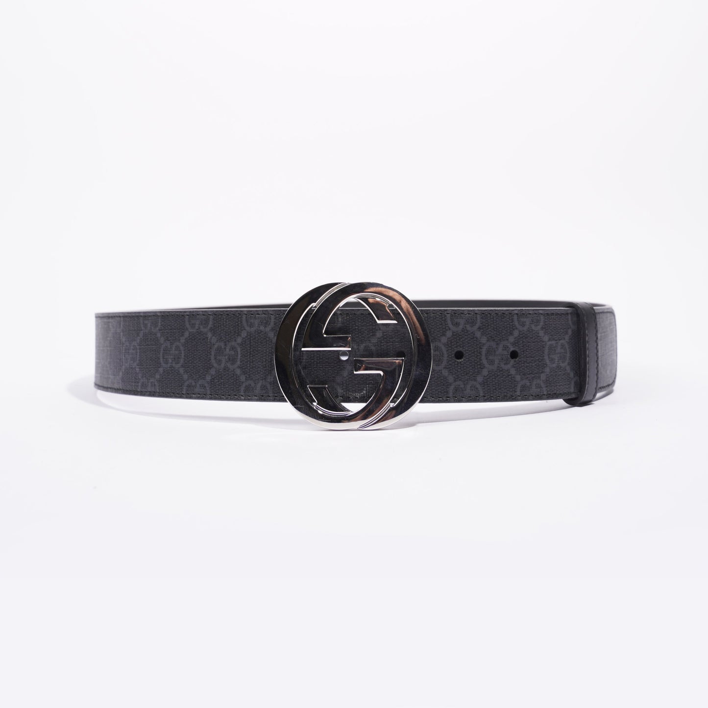 Gucci Mens Interlocking Belt Black Silver 90 cm / 36 "