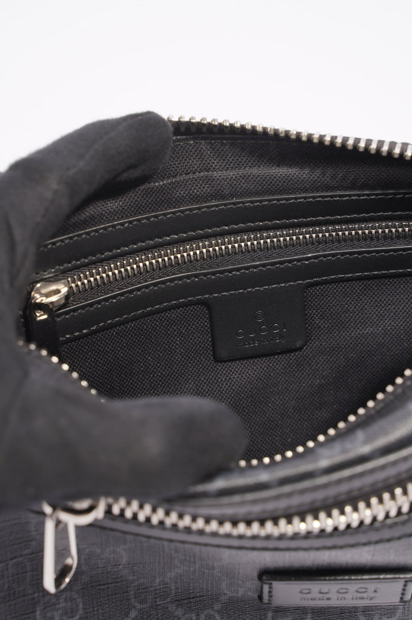 Gucci Mens GG Belt Bag Grey Canvas