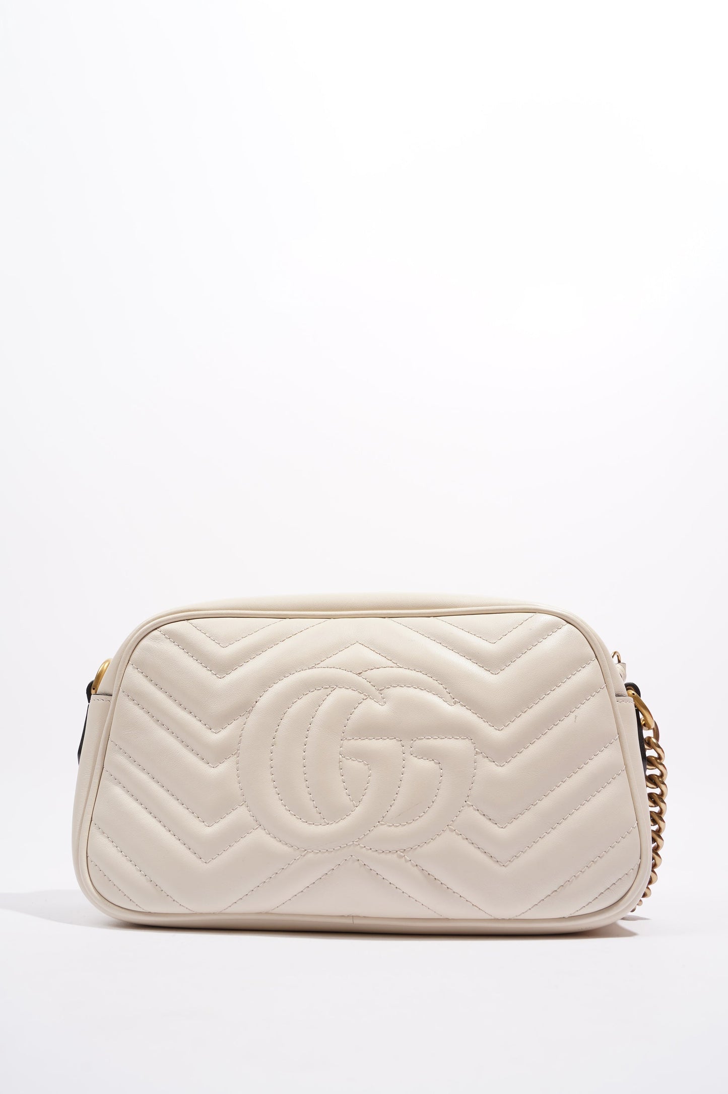Gucci Womens Marmont Zip White Matelasse Small