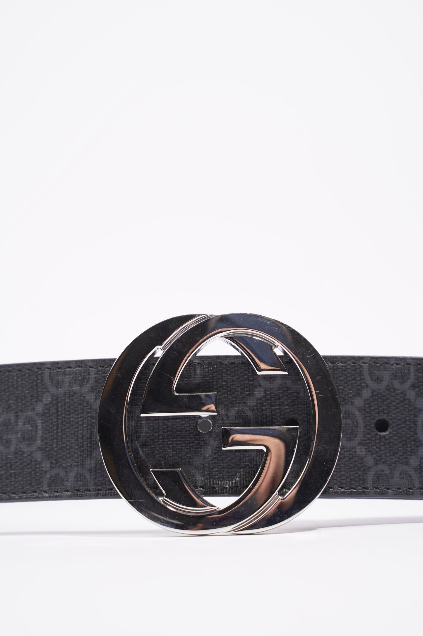 Gucci Mens Interlocking Belt Black Silver 90 cm / 36 "