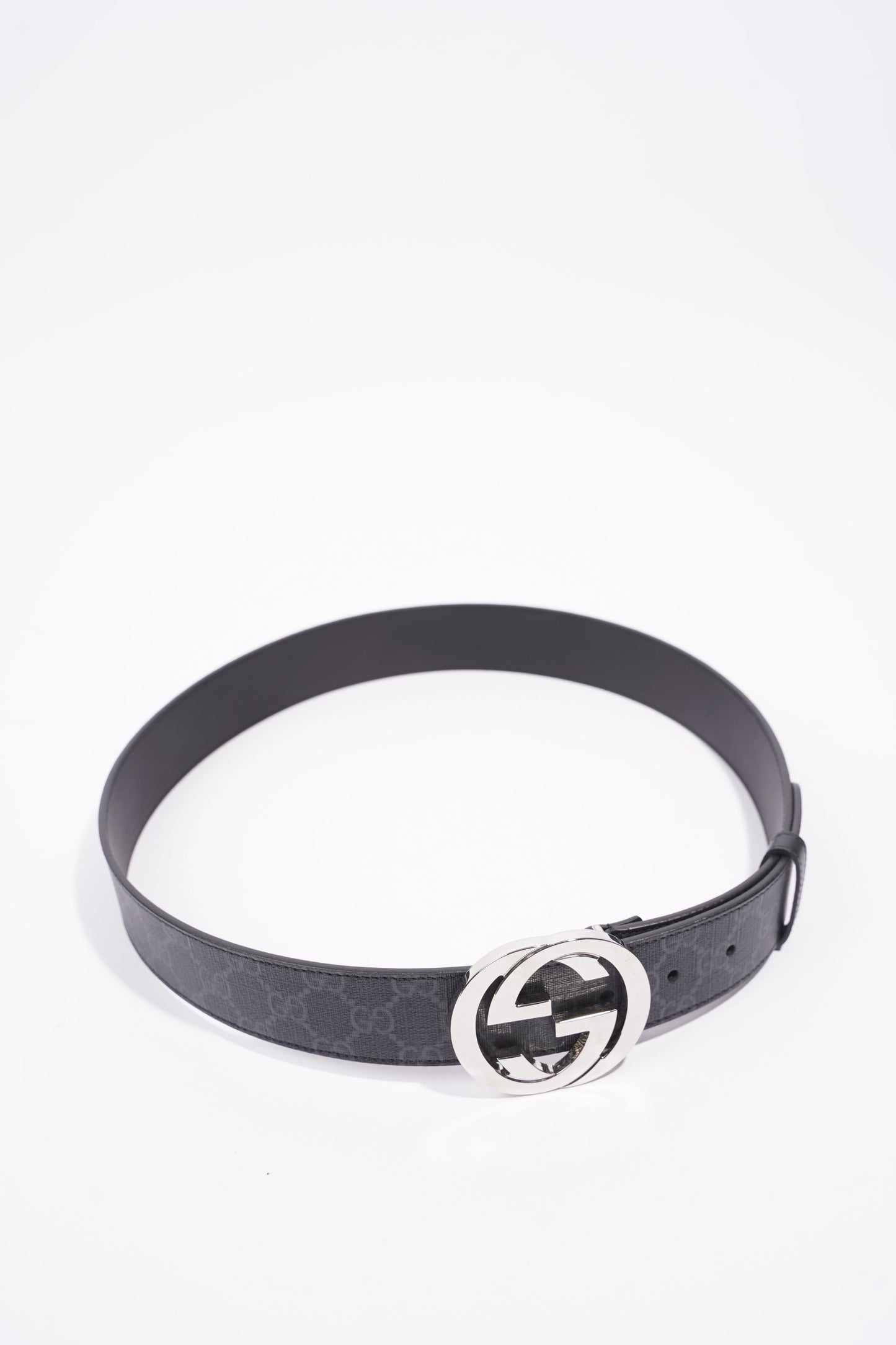 Gucci Mens Interlocking Belt Black Silver 90 cm / 36 "