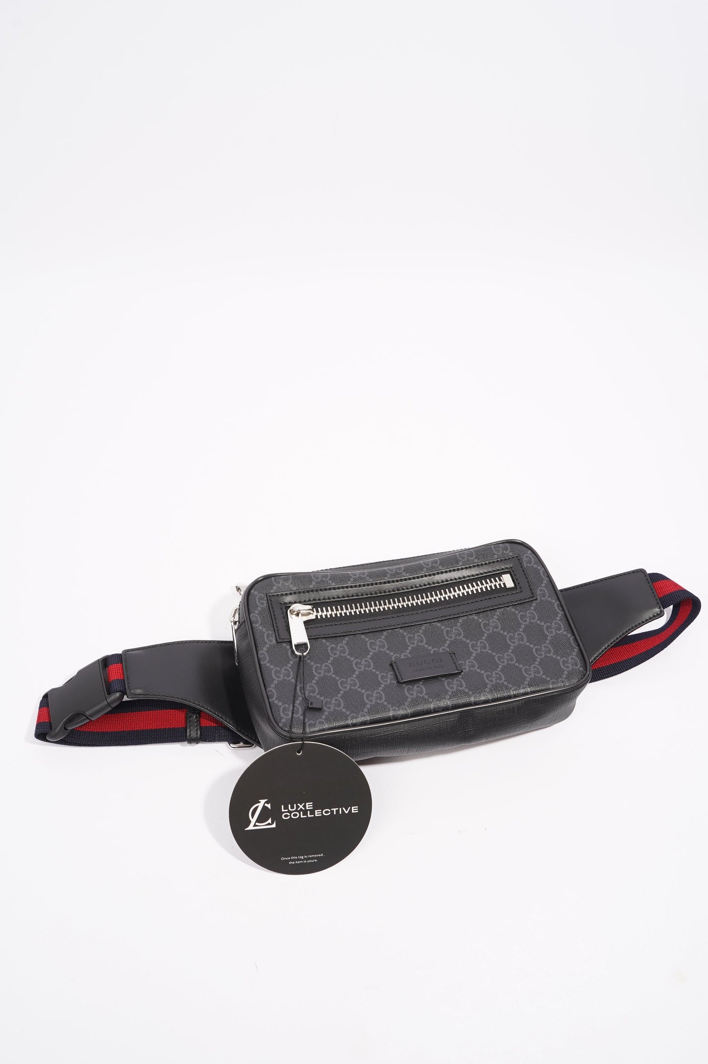 Gucci Mens GG Belt Bag Grey Canvas