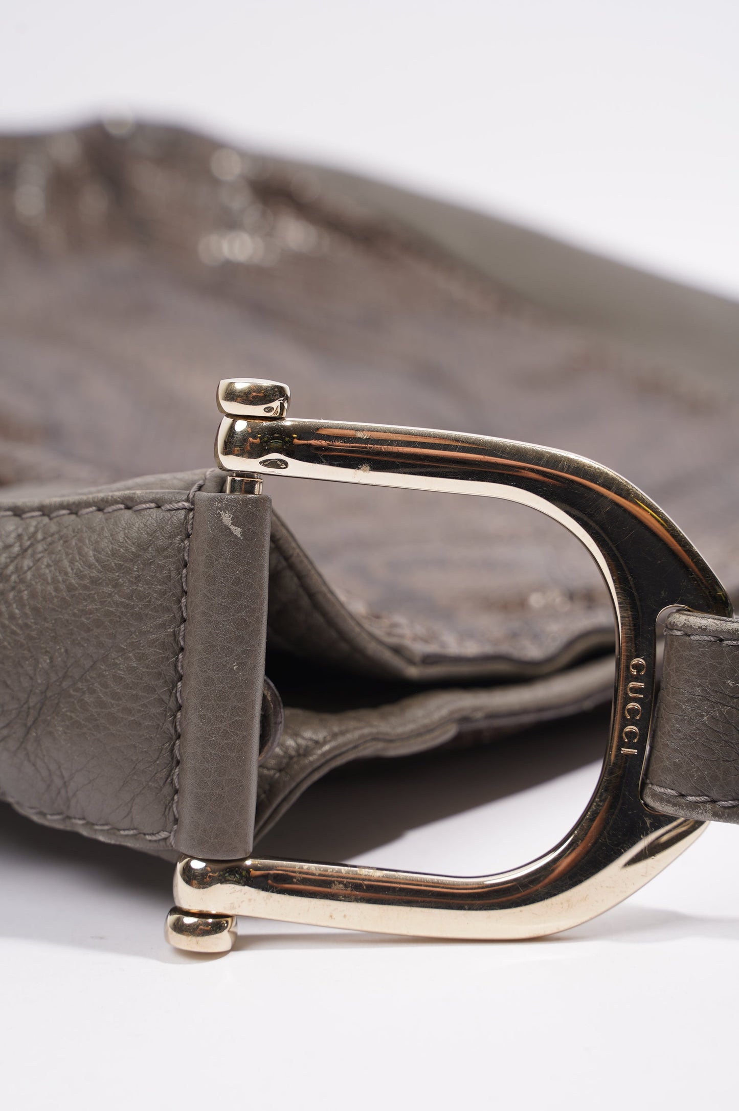 Gucci Womens Python Hobo Bag Grey