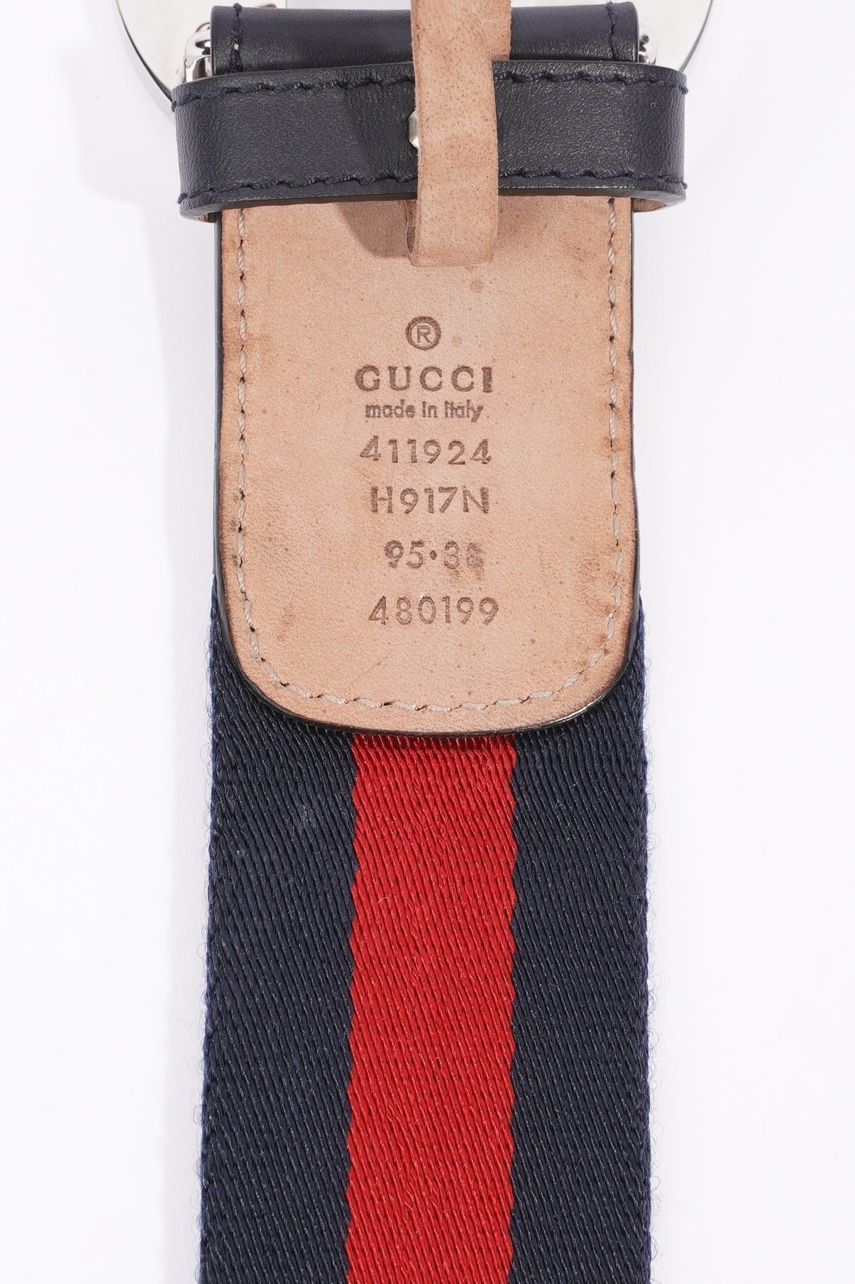 Gucci Mens Interlocking Belt Navy / Red 95cm - 38"
