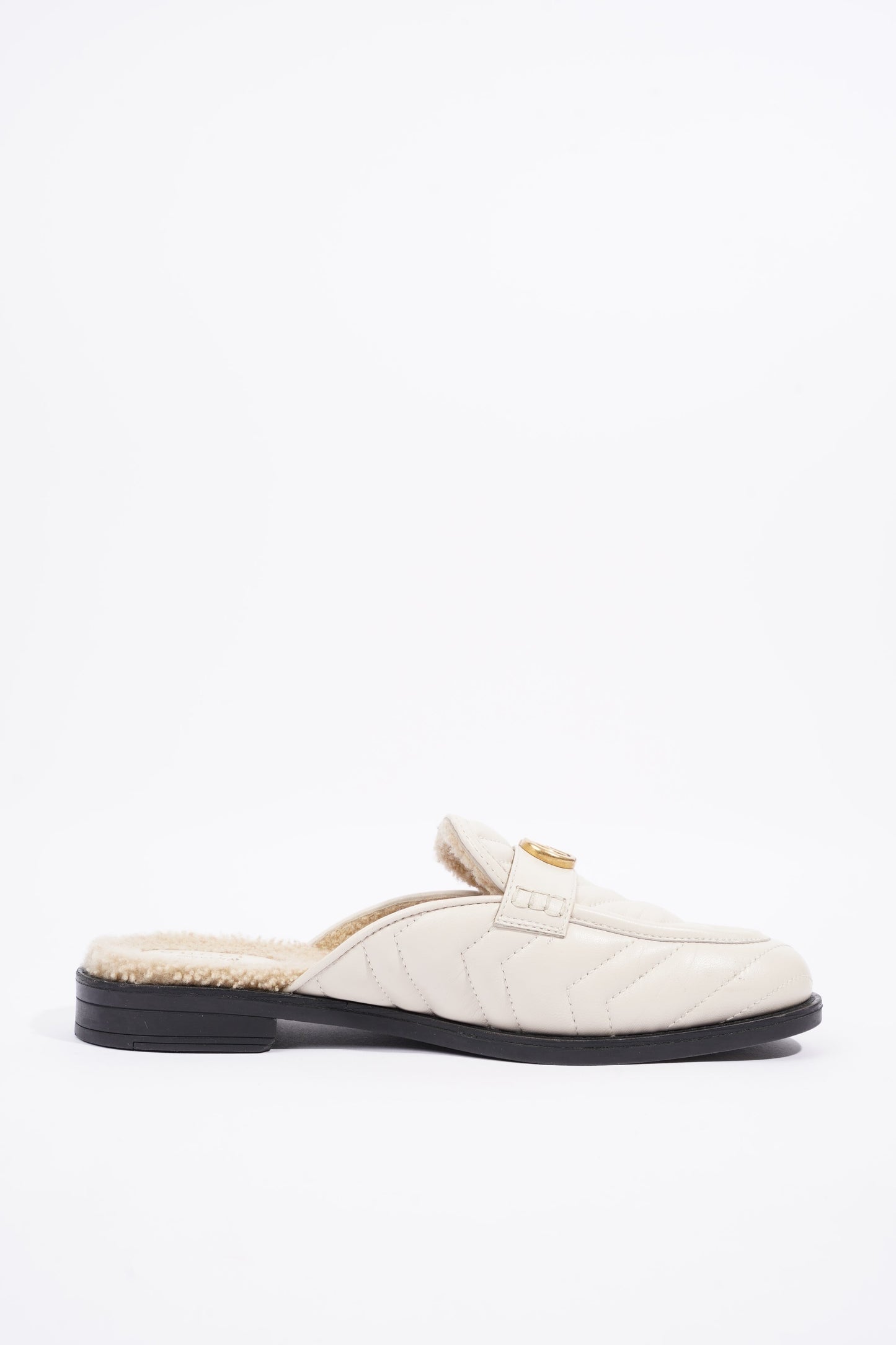 Gucci Womens Shearing Lined Princetown Mules Off White EU 39 / UK 6