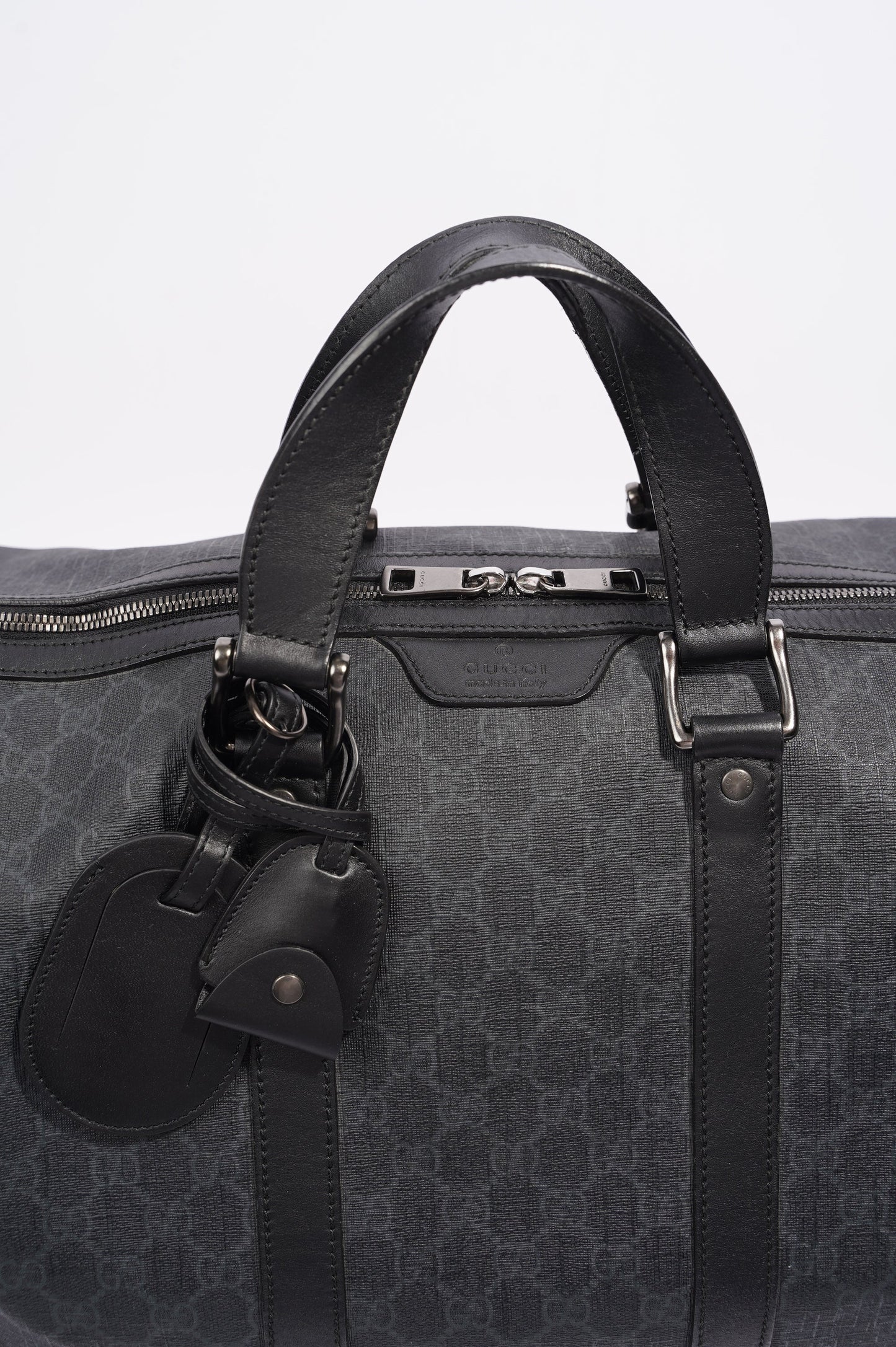 Gucci Mens GG Duffle Bag Grey Canvas