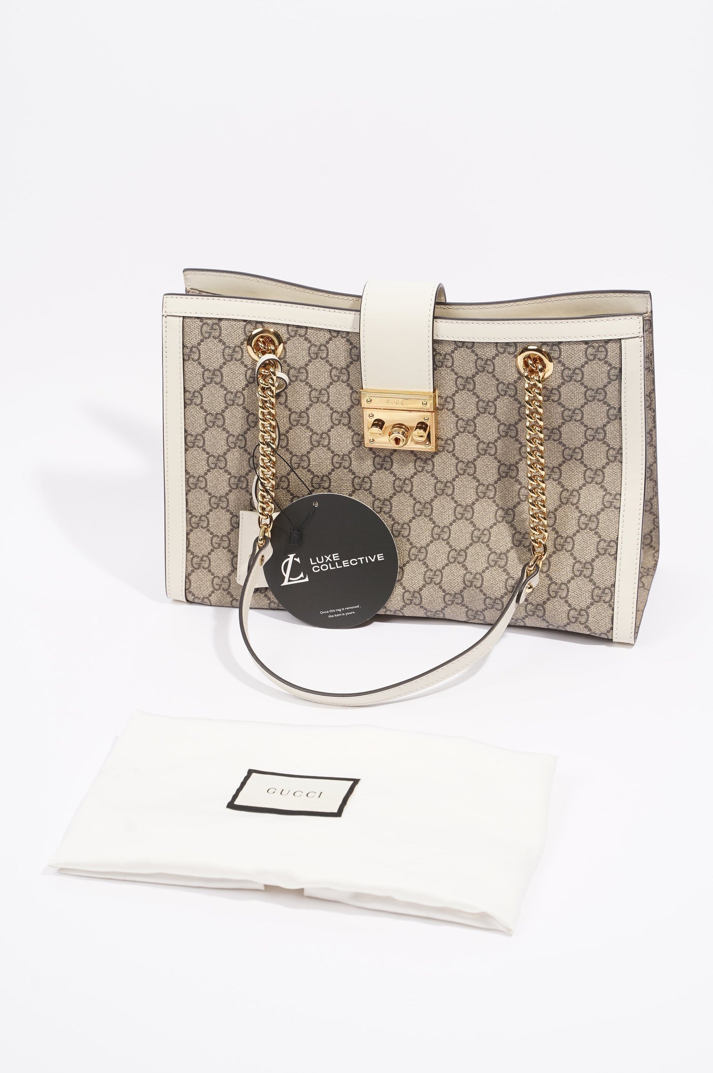Gucci Womens Padlock Bag Supreme / White Medium
