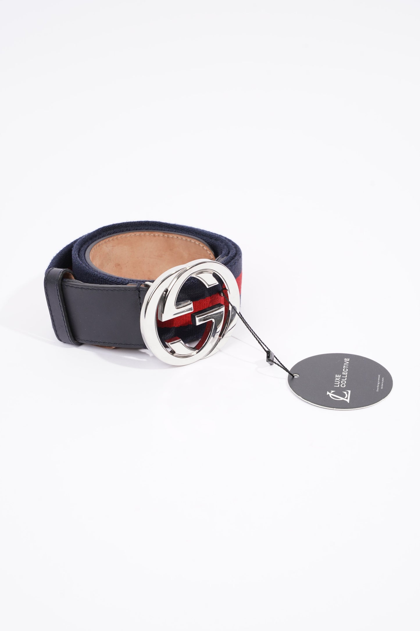 Gucci Mens Interlocking Belt Navy / Red 95cm - 38"