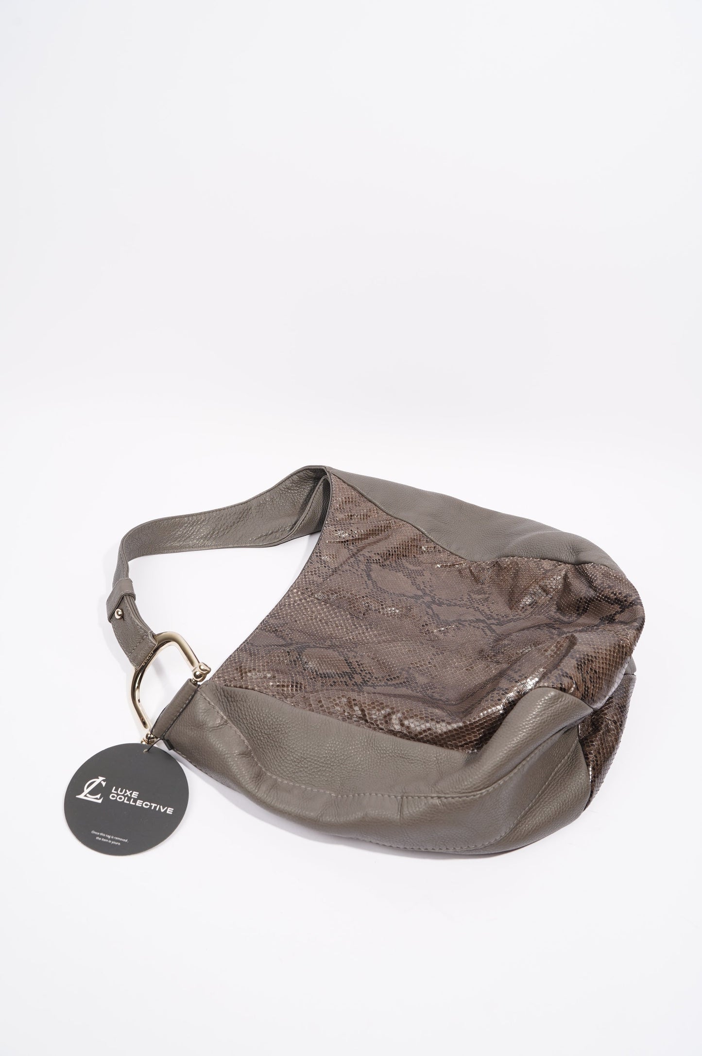 Gucci Womens Python Hobo Bag Grey