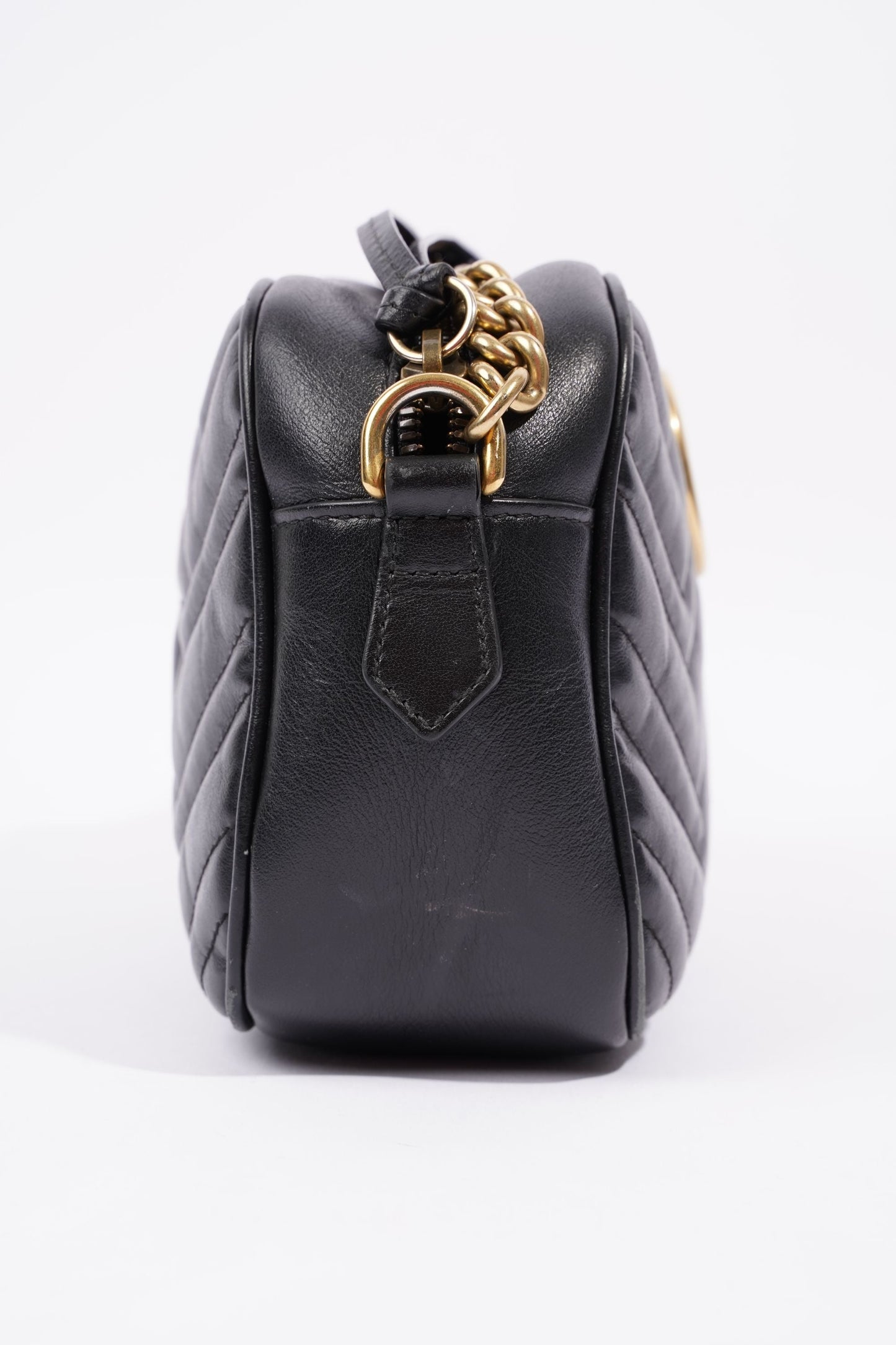 Gucci Womens Marmont GG Bag Black Leather Small
