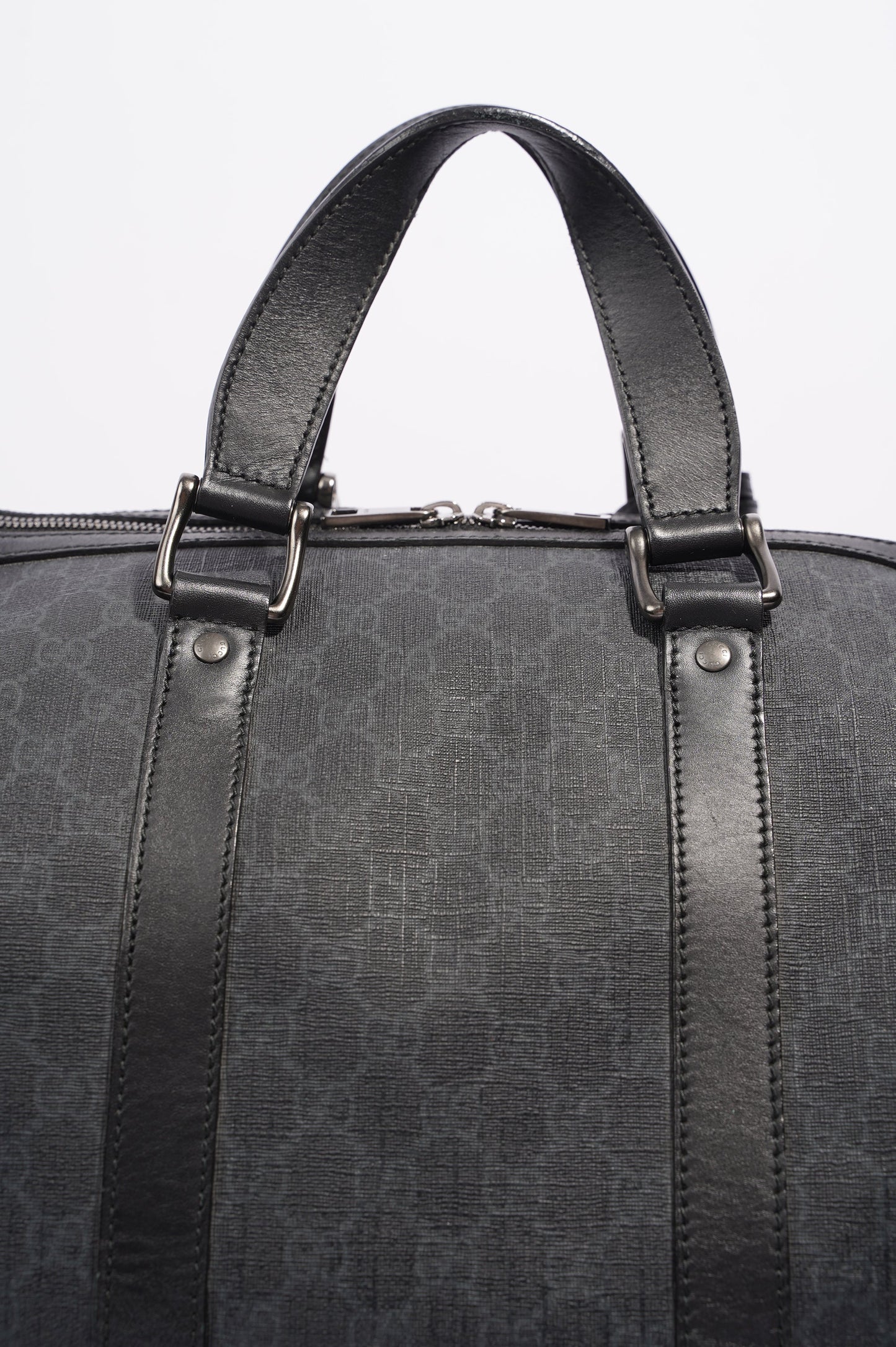 Gucci Mens GG Duffle Bag Grey Canvas