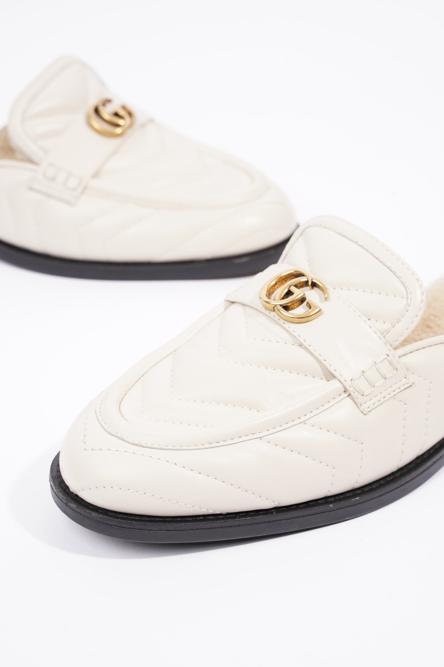 Gucci Womens Shearing Lined Princetown Mules Off White EU 39 / UK 6