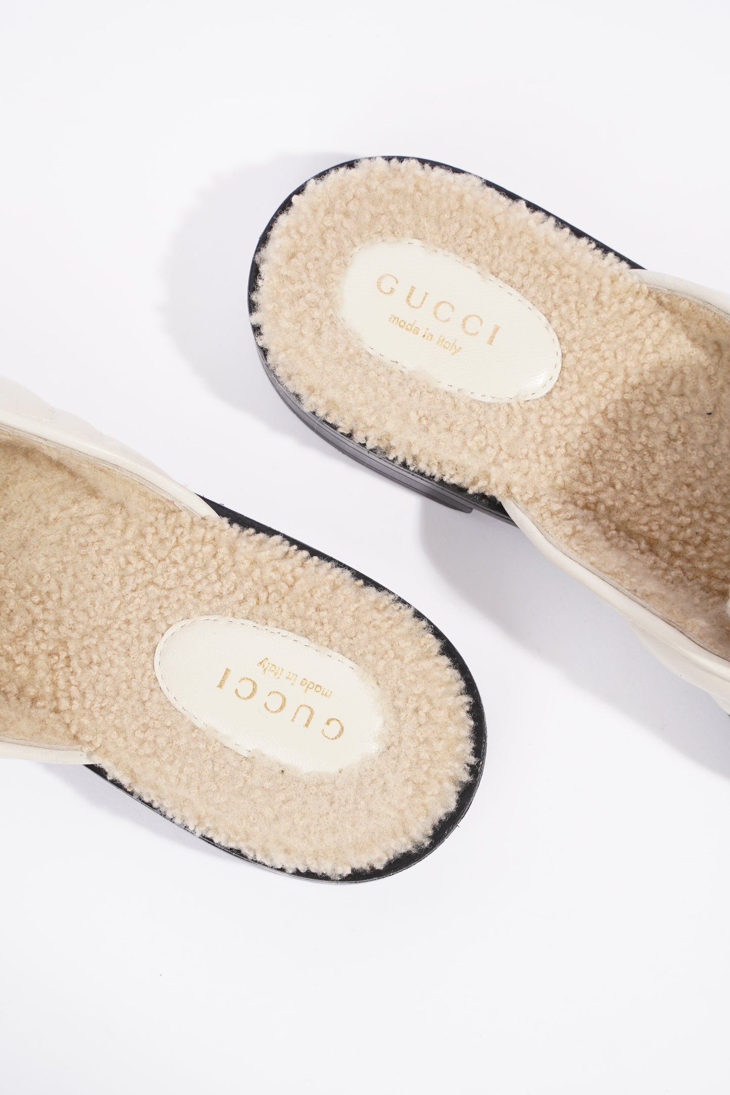 Gucci Womens Shearing Lined Princetown Mules Off White EU 39 / UK 6