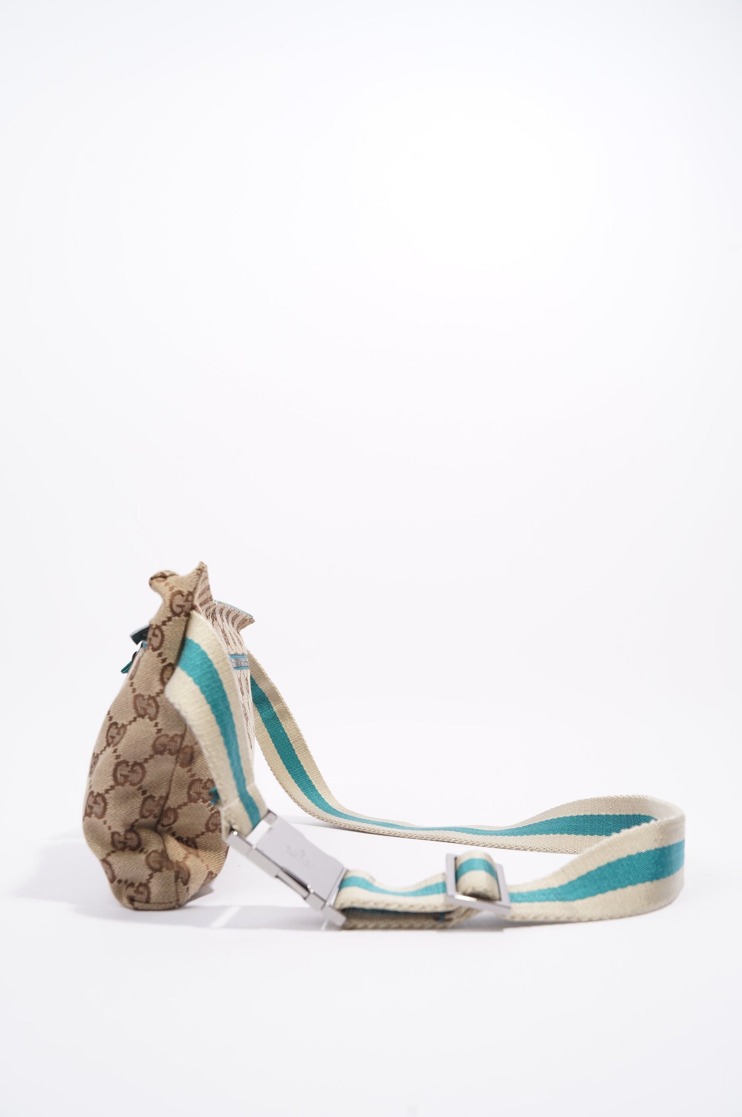 Gucci Womens Vintage GG Canvas Belt Bag Beige Teal