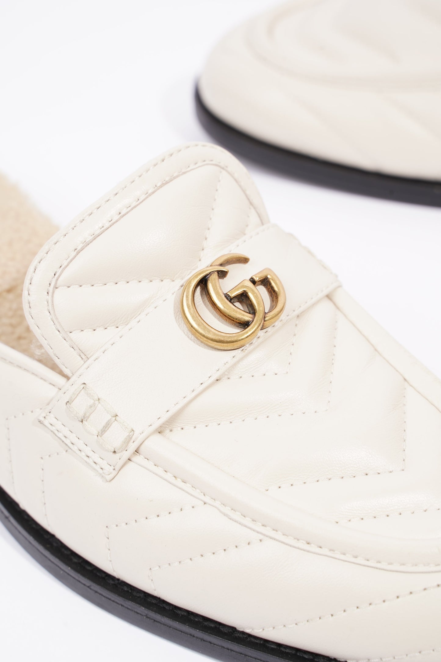 Gucci Womens Shearing Lined Princetown Mules Off White EU 39 / UK 6