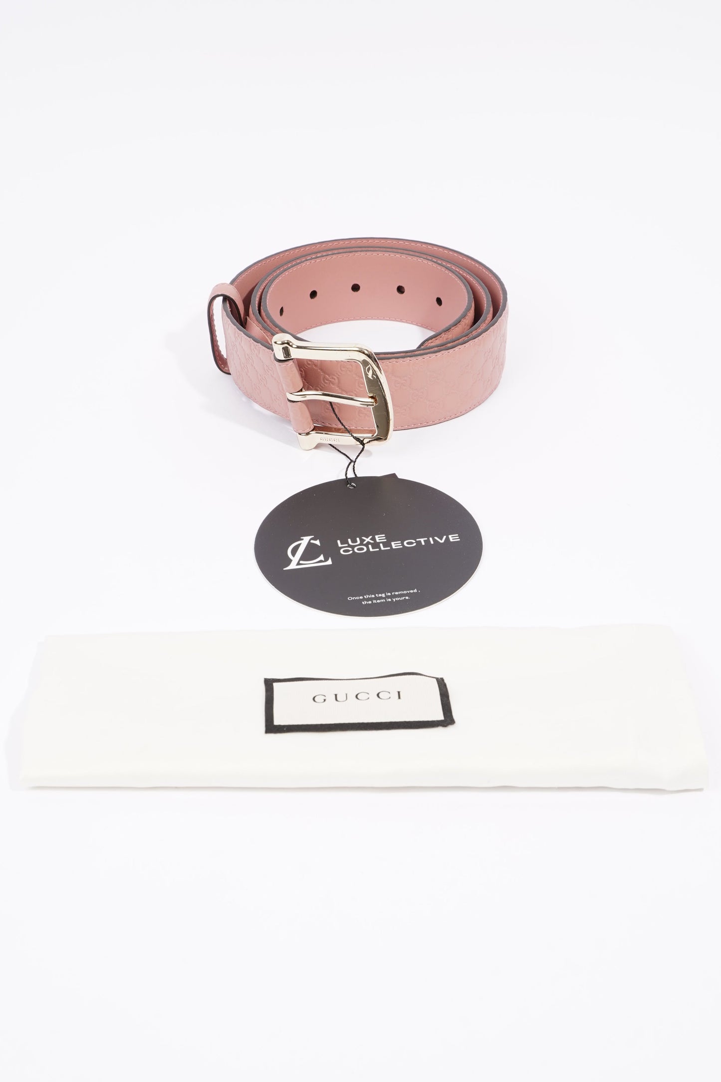 Gucci Belt With Square Buckle Nude Leather 95cm 38"