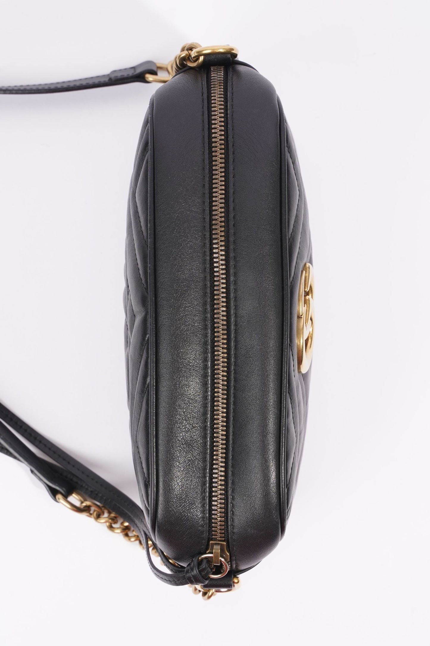 Gucci Womens Marmont GG Bag Black Leather Small