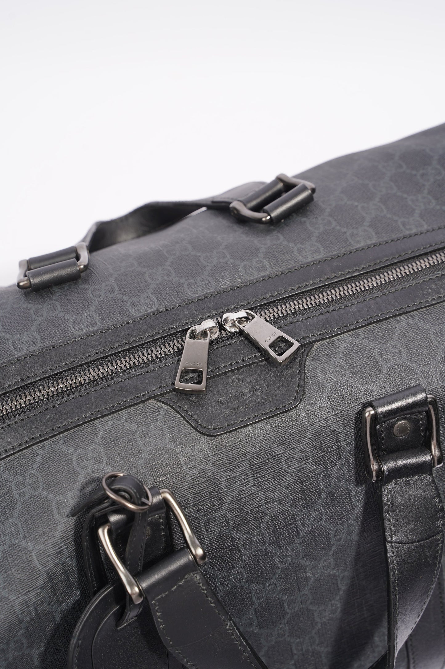 Gucci Mens GG Duffle Bag Grey Canvas
