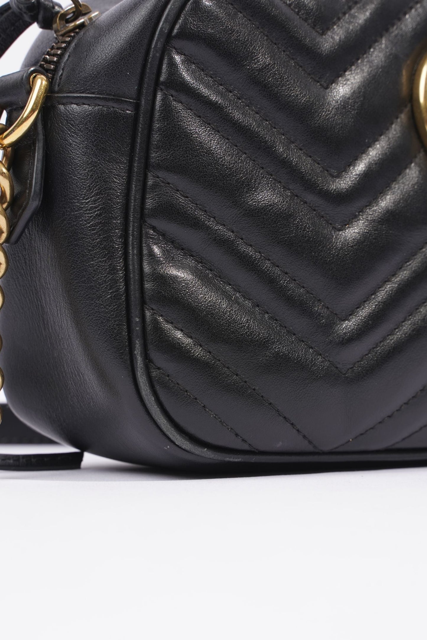 Gucci Womens Marmont GG Bag Black Leather Small