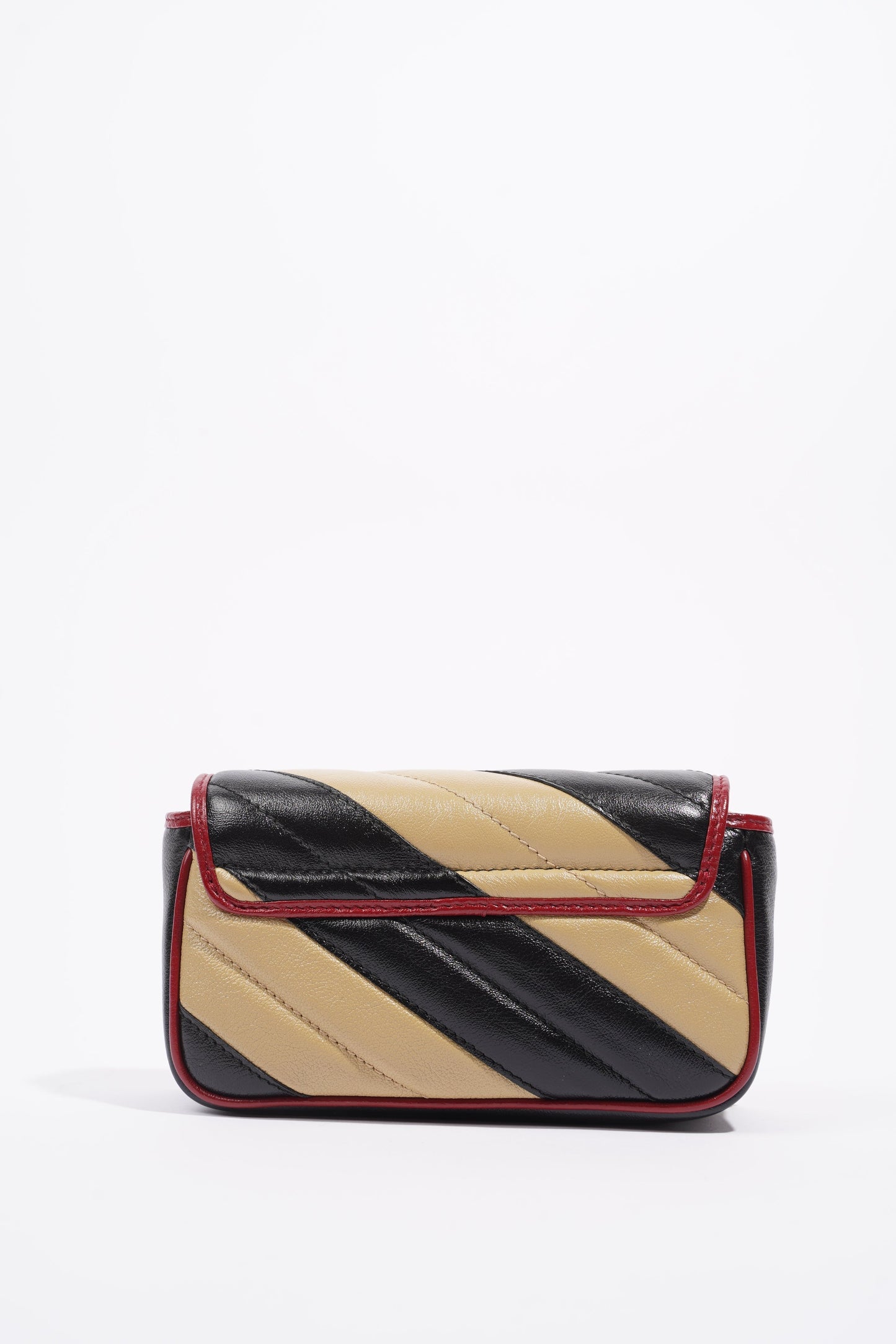 Gucci Womens Marmont Flap Beige / Black Super Mini