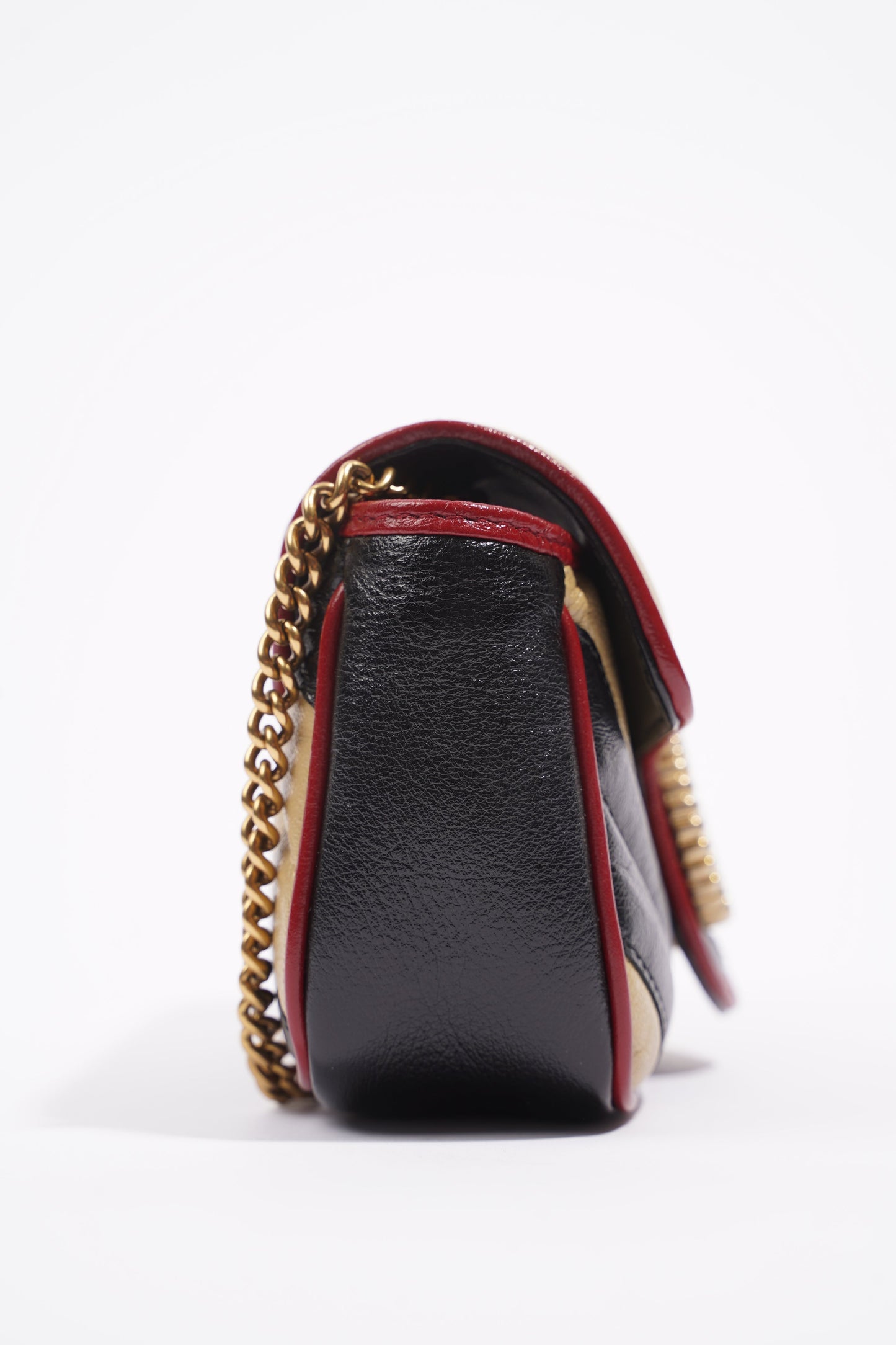 Gucci Womens Marmont Flap Beige / Black Super Mini
