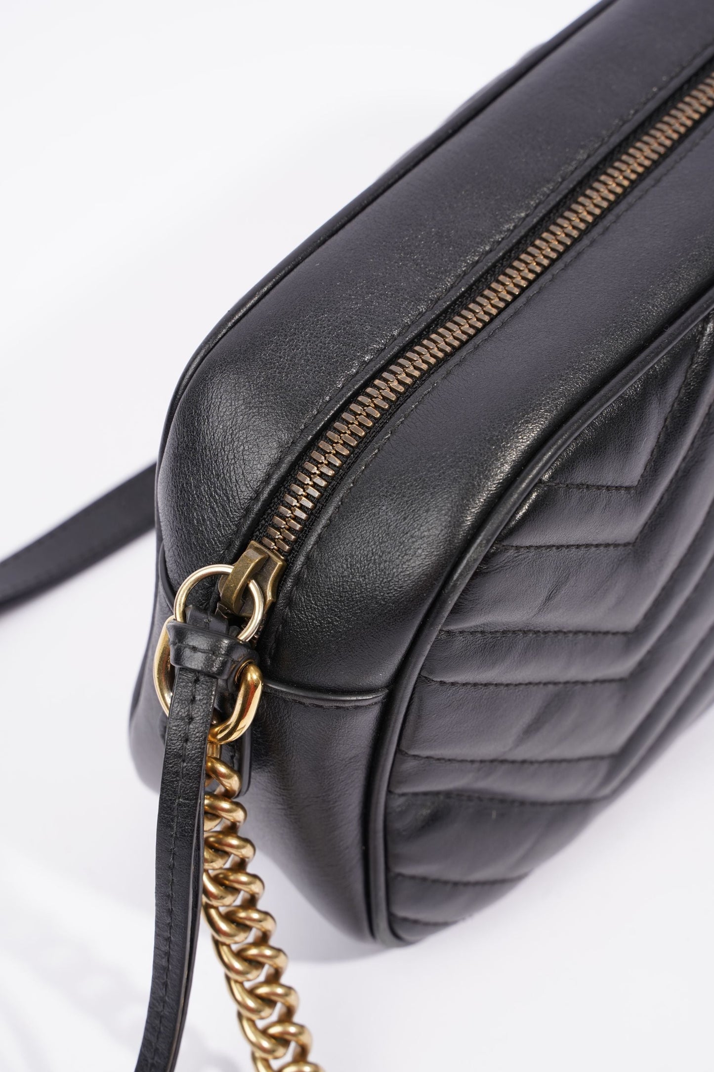 Gucci Womens Marmont GG Bag Black Leather Small