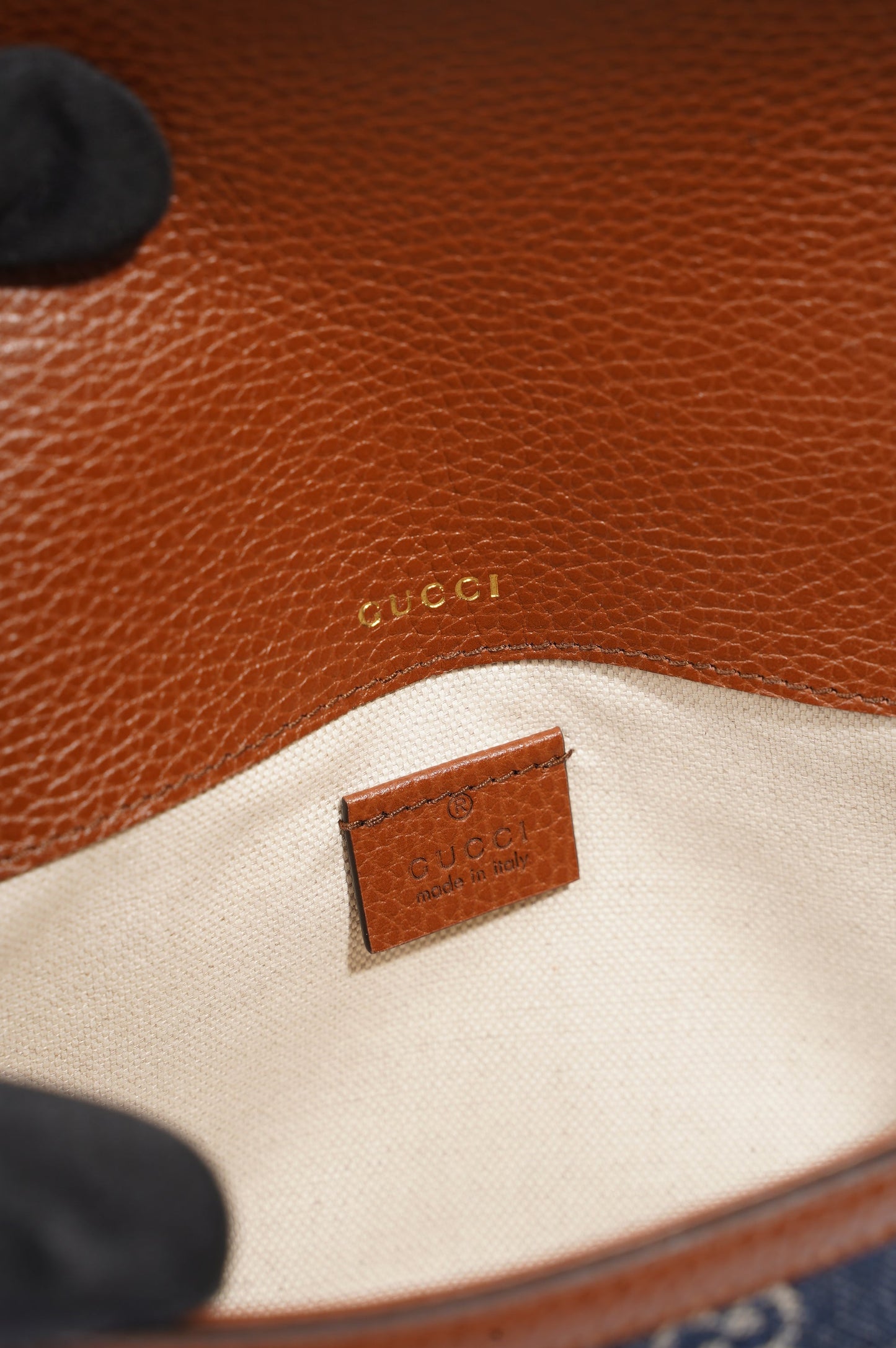 Gucci Womens Horsebit 1955 Mini Bag Demin / Brown
