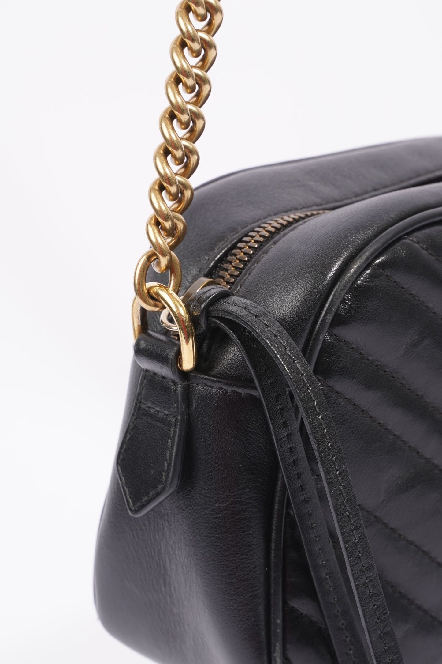 Gucci Womens Marmont GG Bag Black Leather Small