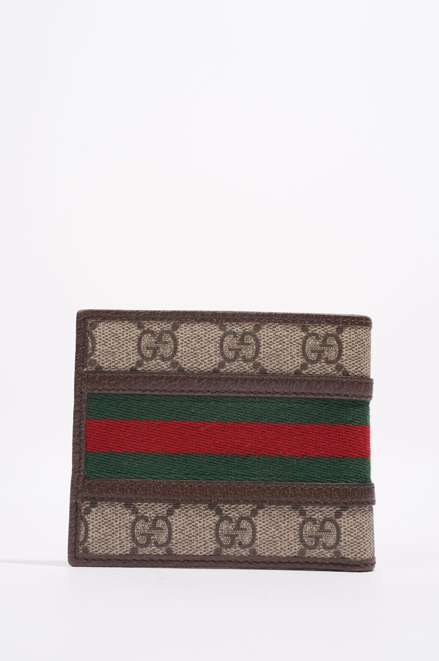 Gucci Mens Bi Fold Web Wallet Brown Canvas
