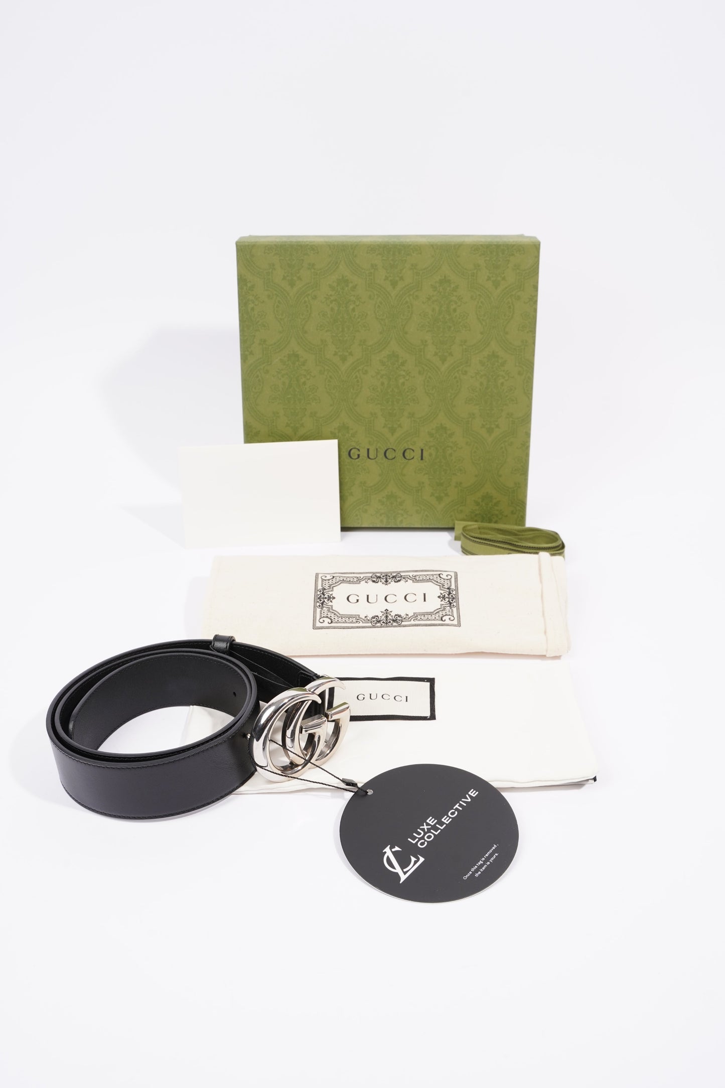 Gucci Marmont Belt Black / Silver Leather 80cm 32"