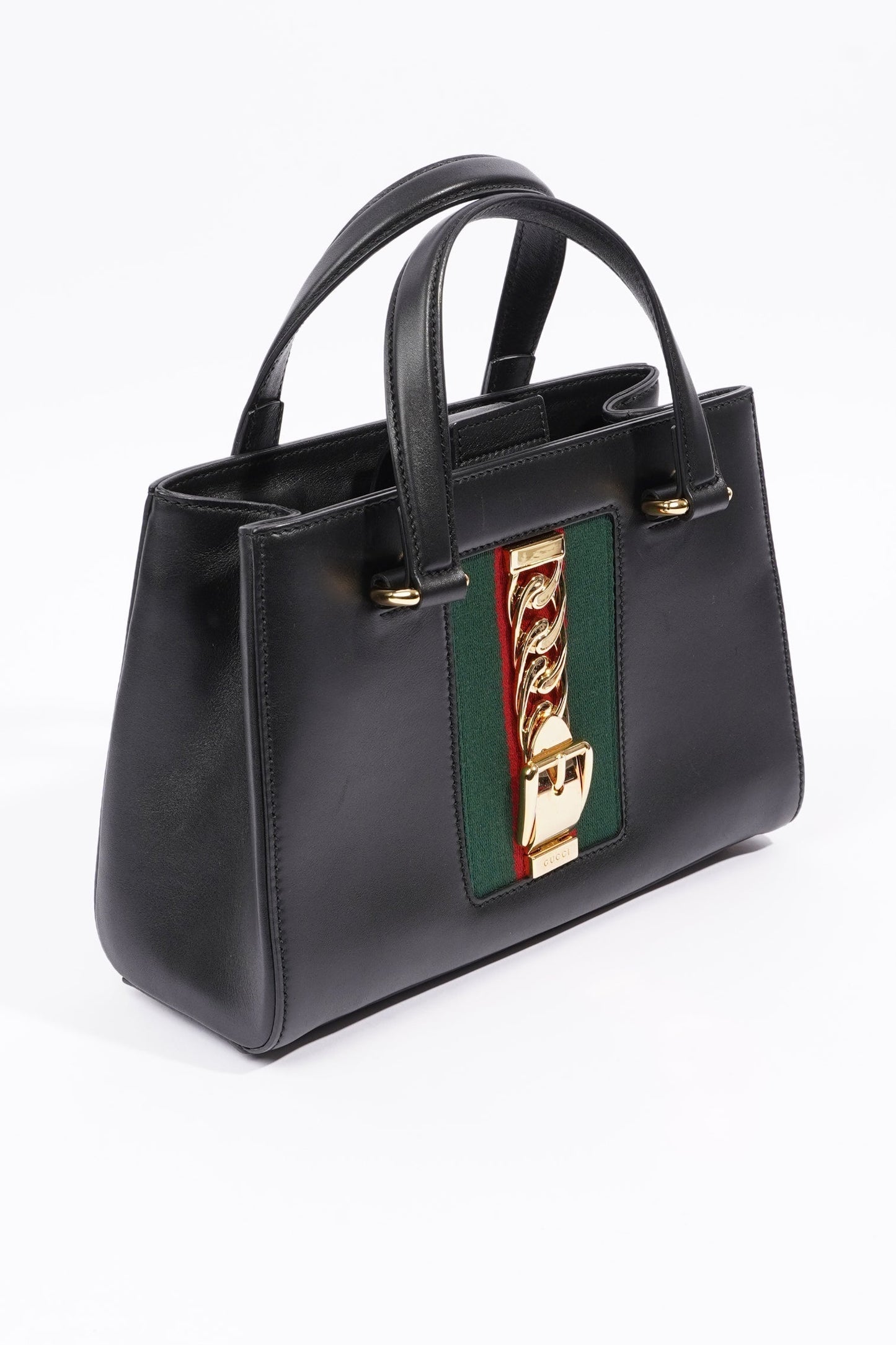 Gucci Sylvie Top Handle Bag Black Leather