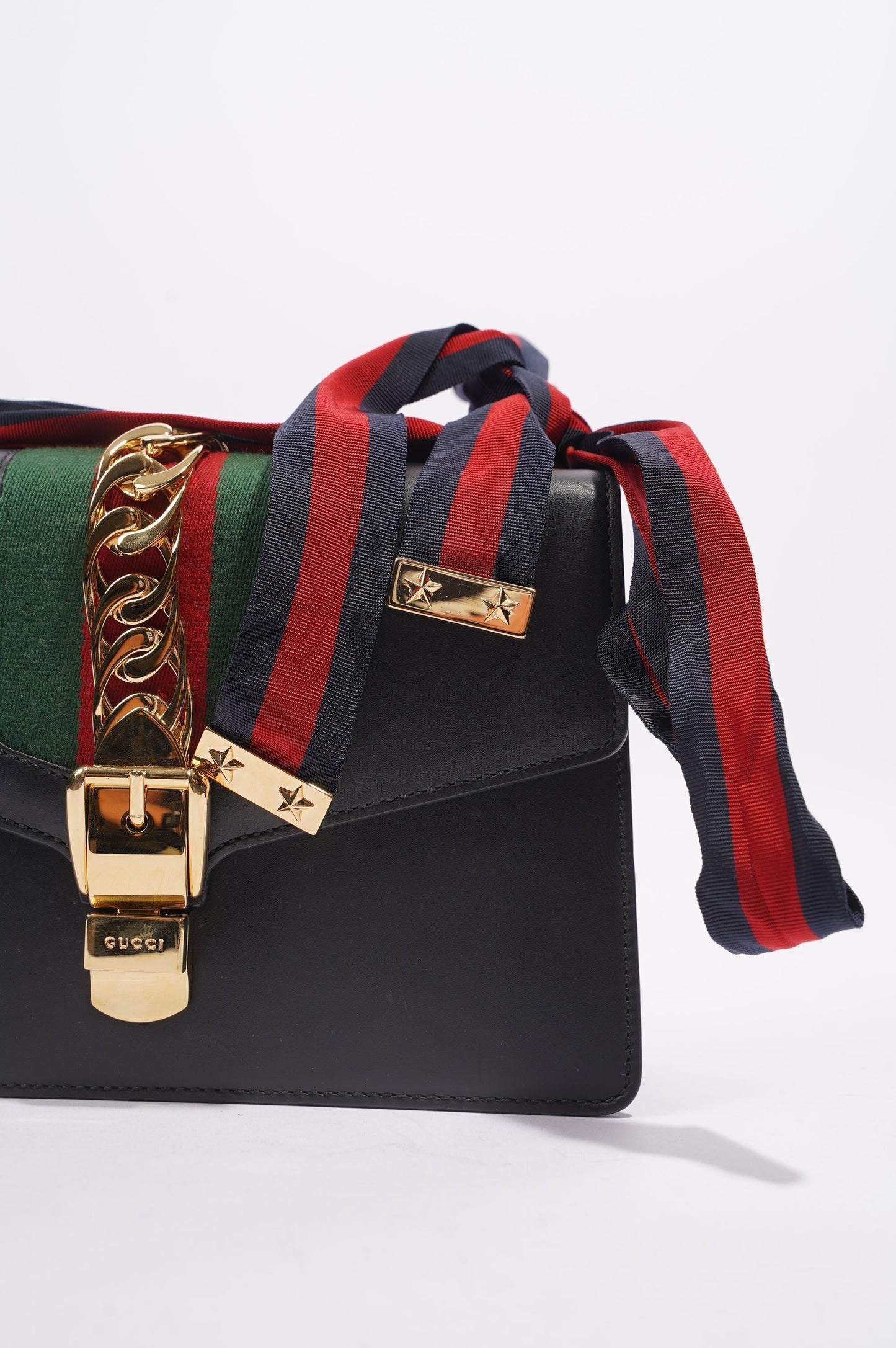 Gucci Womens Sylvie Black / Green / Red Medium