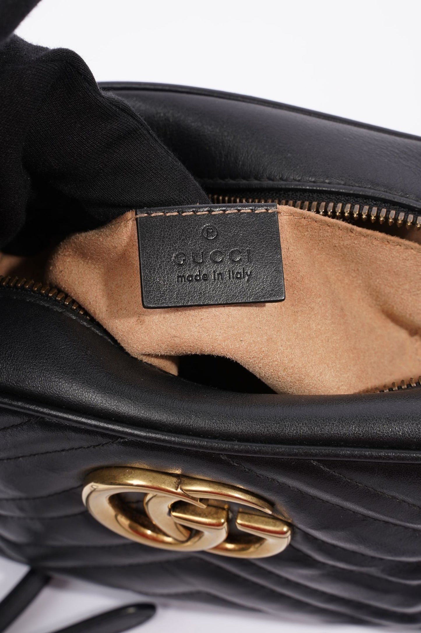 Gucci Womens Marmont GG Bag Black Leather Small