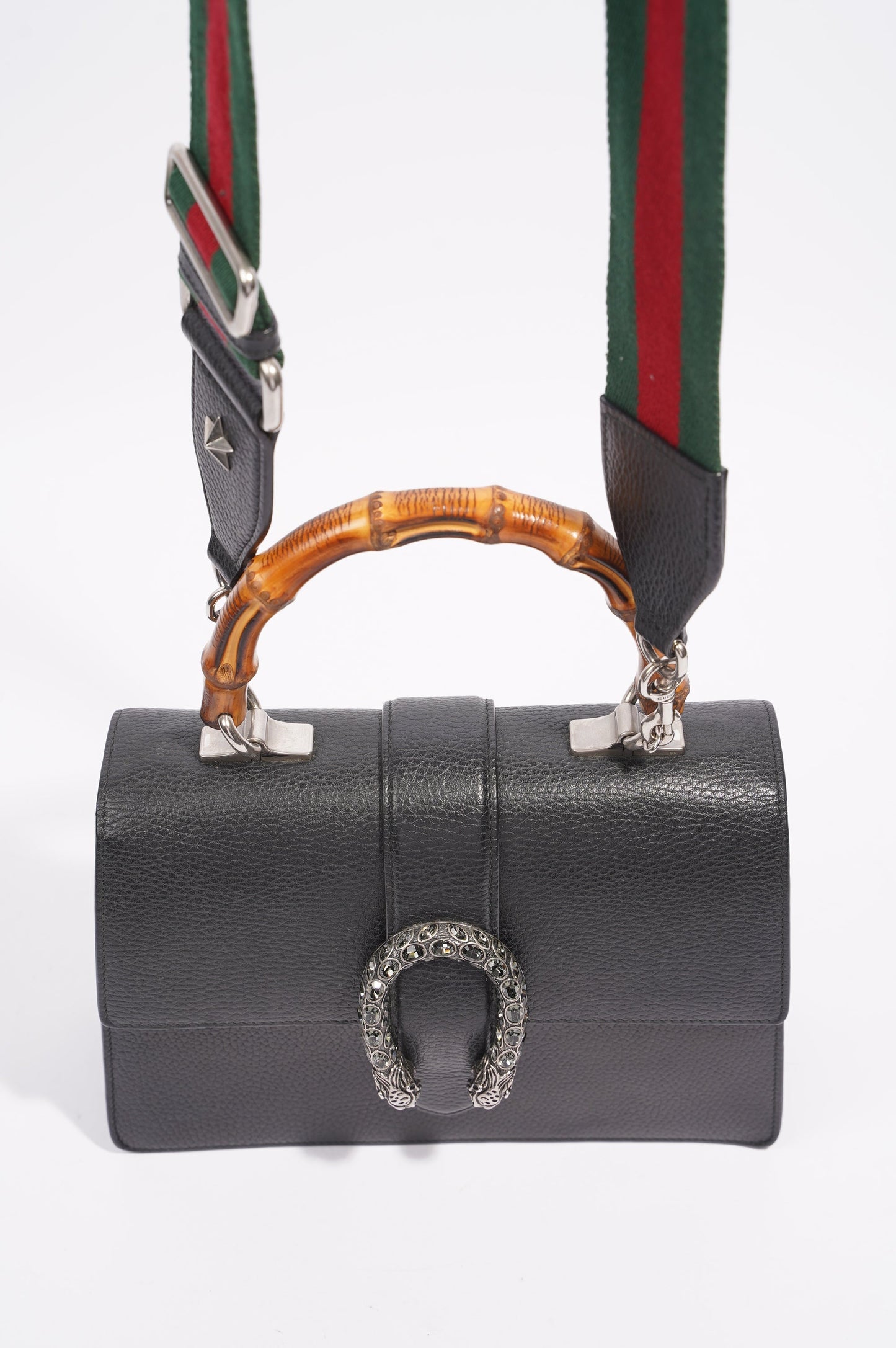 Gucci Dionysus Bamboo Top Handle Black Silver Medium