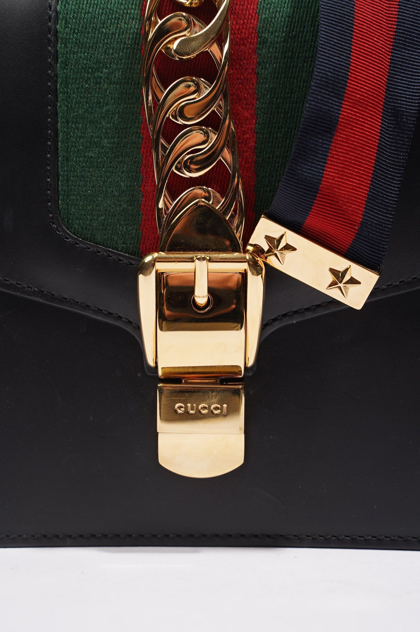 Gucci Womens Sylvie Black / Green / Red Medium