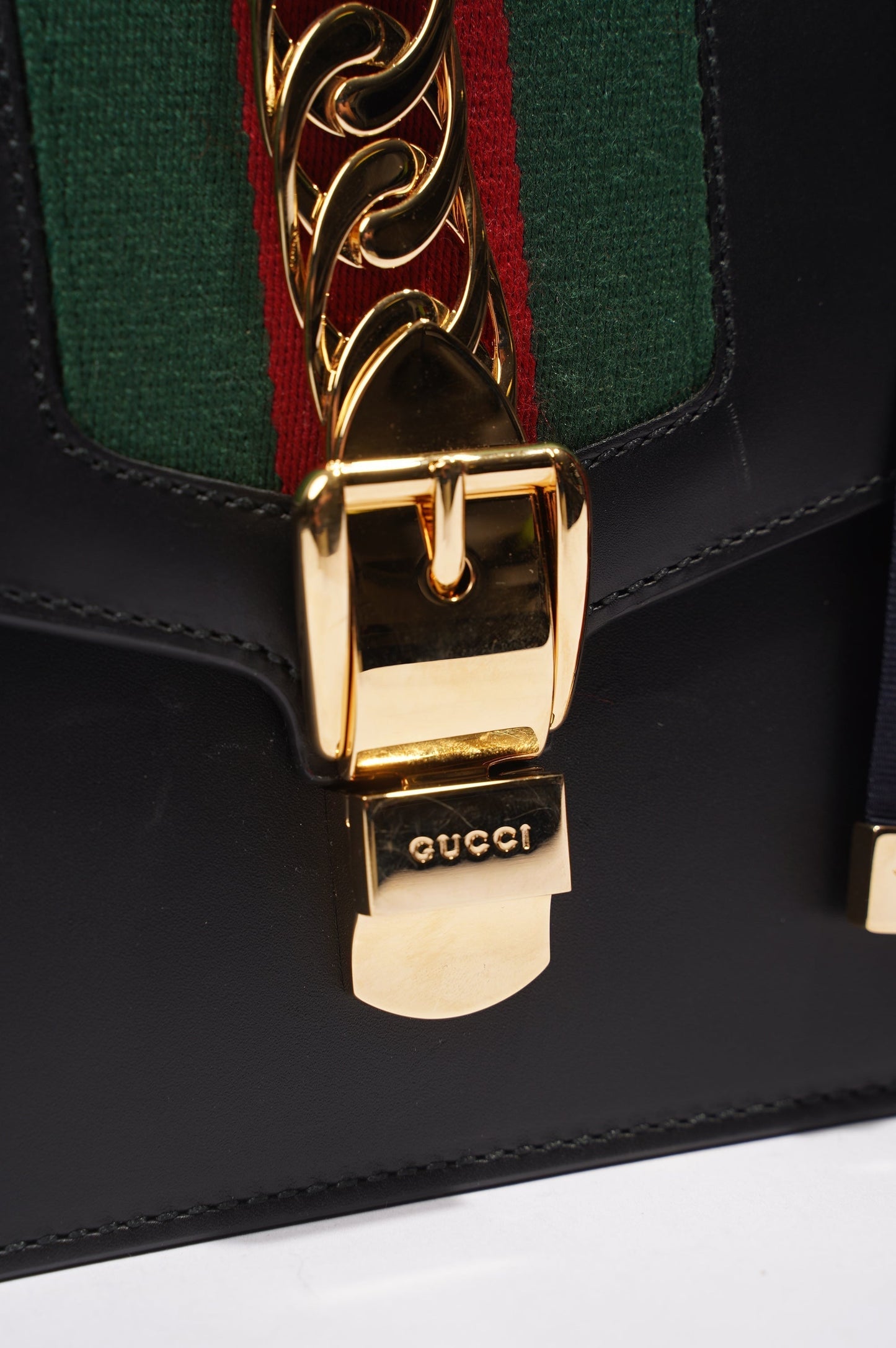 Gucci Womens Sylvie Black / Green / Red Medium