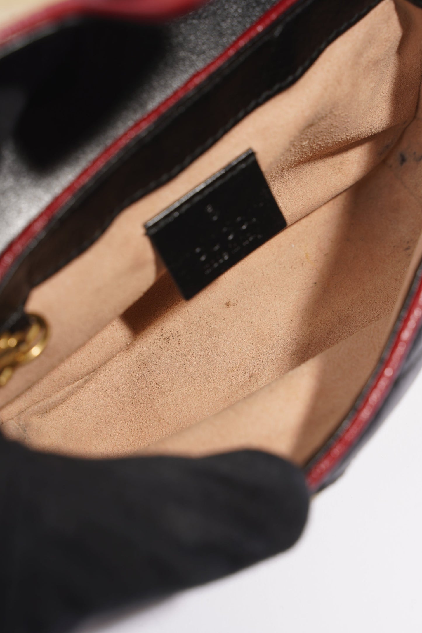 Gucci Womens Marmont Flap Beige / Black Super Mini