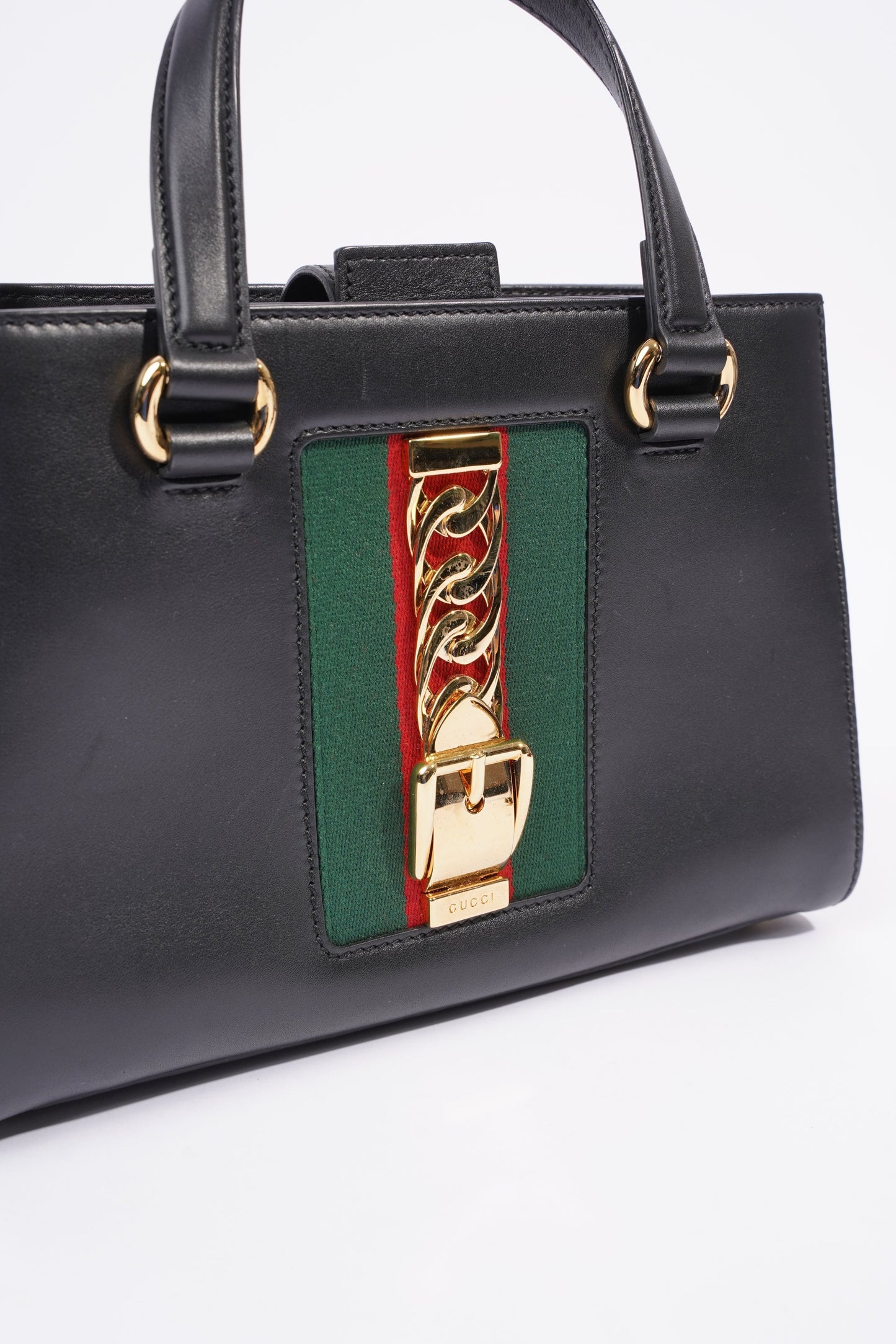 Gucci Sylvie Top Handle Bag Black Leather